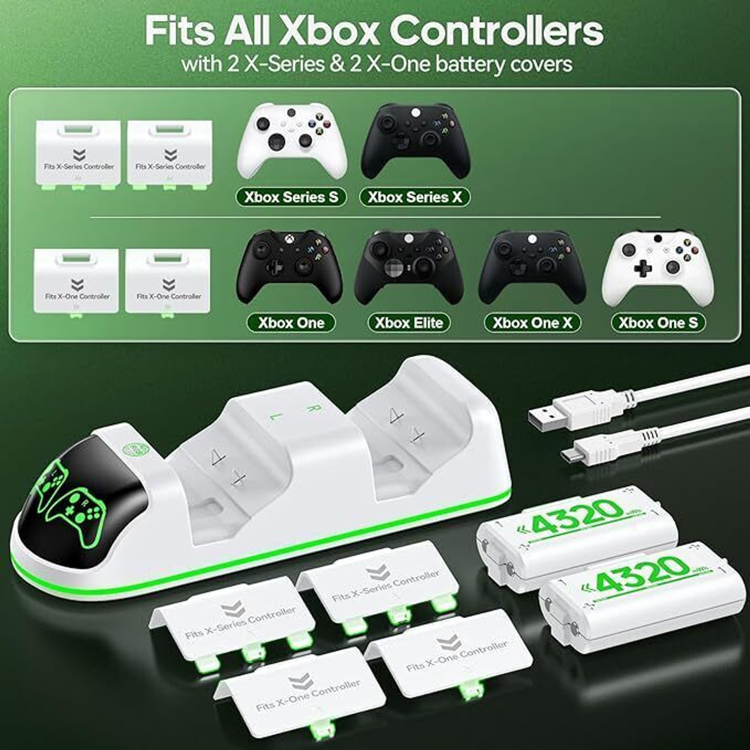 Image of HG WORLD Wireless Controller Charging Dock IV-X131W Charge -Up to 18 Hr of Gameplay USB Gamepad