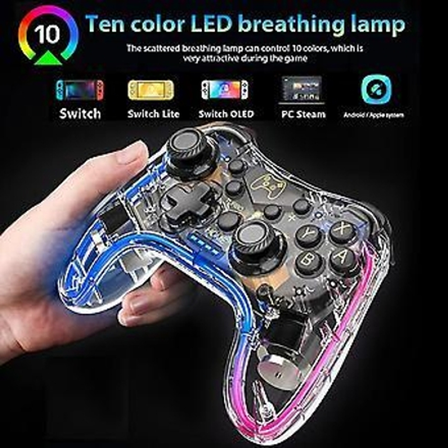 Image of Lantech Wireless RGB & Vibrator Gaming Bluetooth Controller Gamepad with Mobile Holder Bluetooth Gamepad