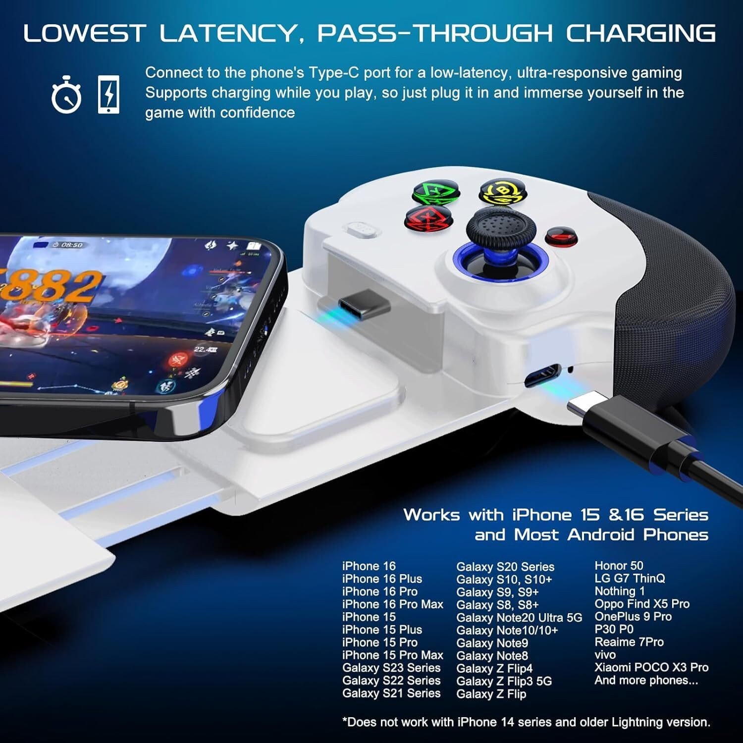 Image of Tobo Mobile Gaming Controller for Android & Phone 15 /16 Series (USB-C) - Remote Play Bluetooth Gamepad