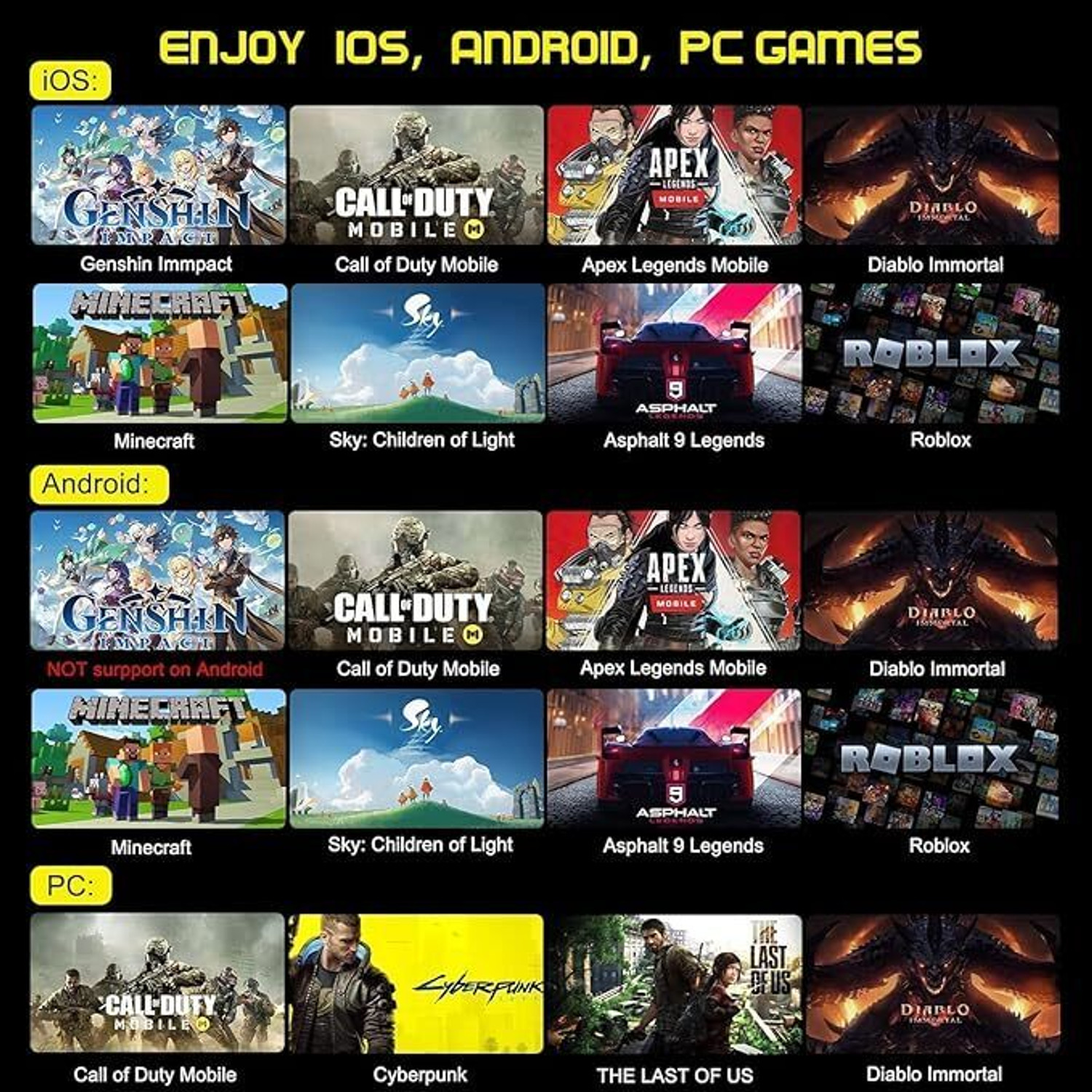 Image of Etzin Wireless Mobile Gaming Controller BSP-G9 iOS, Android, iPad,Tablet,PC EPL-1284GA Bluetooth Gamepad