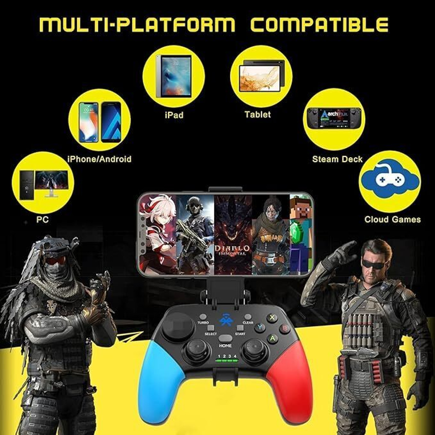 Image of Etzin Wireless Mobile Gaming Controller BSP-G9 iOS, Android, iPad,Tablet,PC EPL-1284GA Bluetooth Gamepad