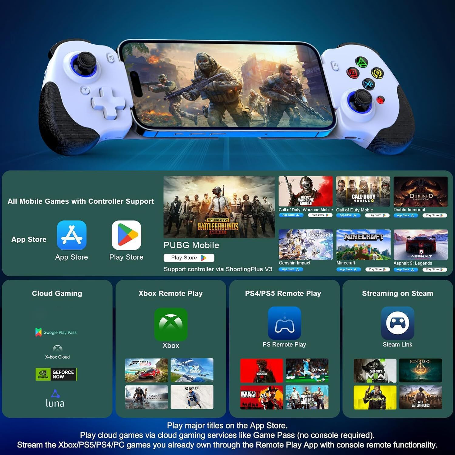 Image of Tobo Mobile Gaming Controller for Android & Phone 15 /16 Series (USB-C) - Remote Play Bluetooth Gamepad