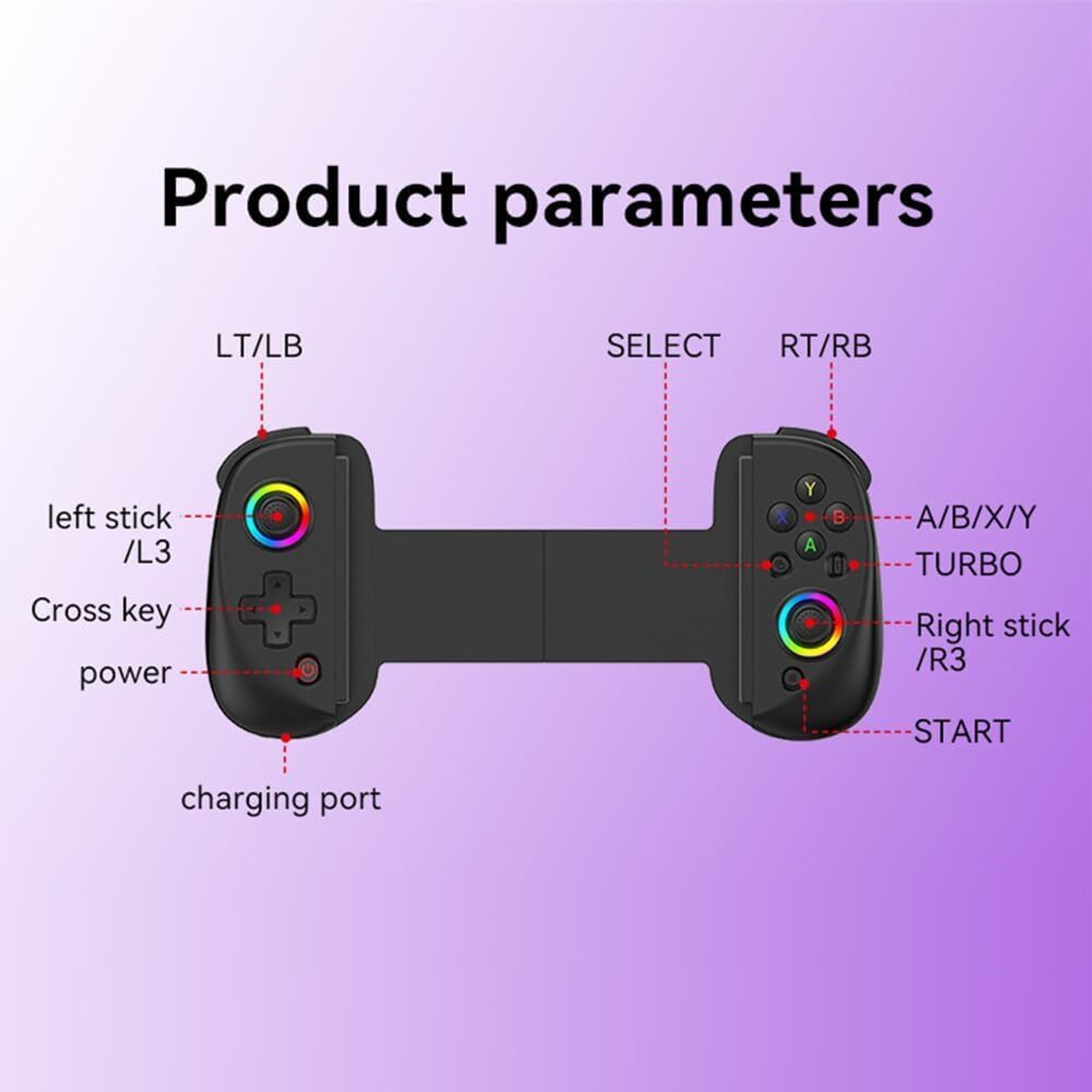 Image of Etzin D8 Telescopic Mobile Phone Gamepad with Turbo /6-axis Gyro /Vibration Wireless Bluetooth Gamepad