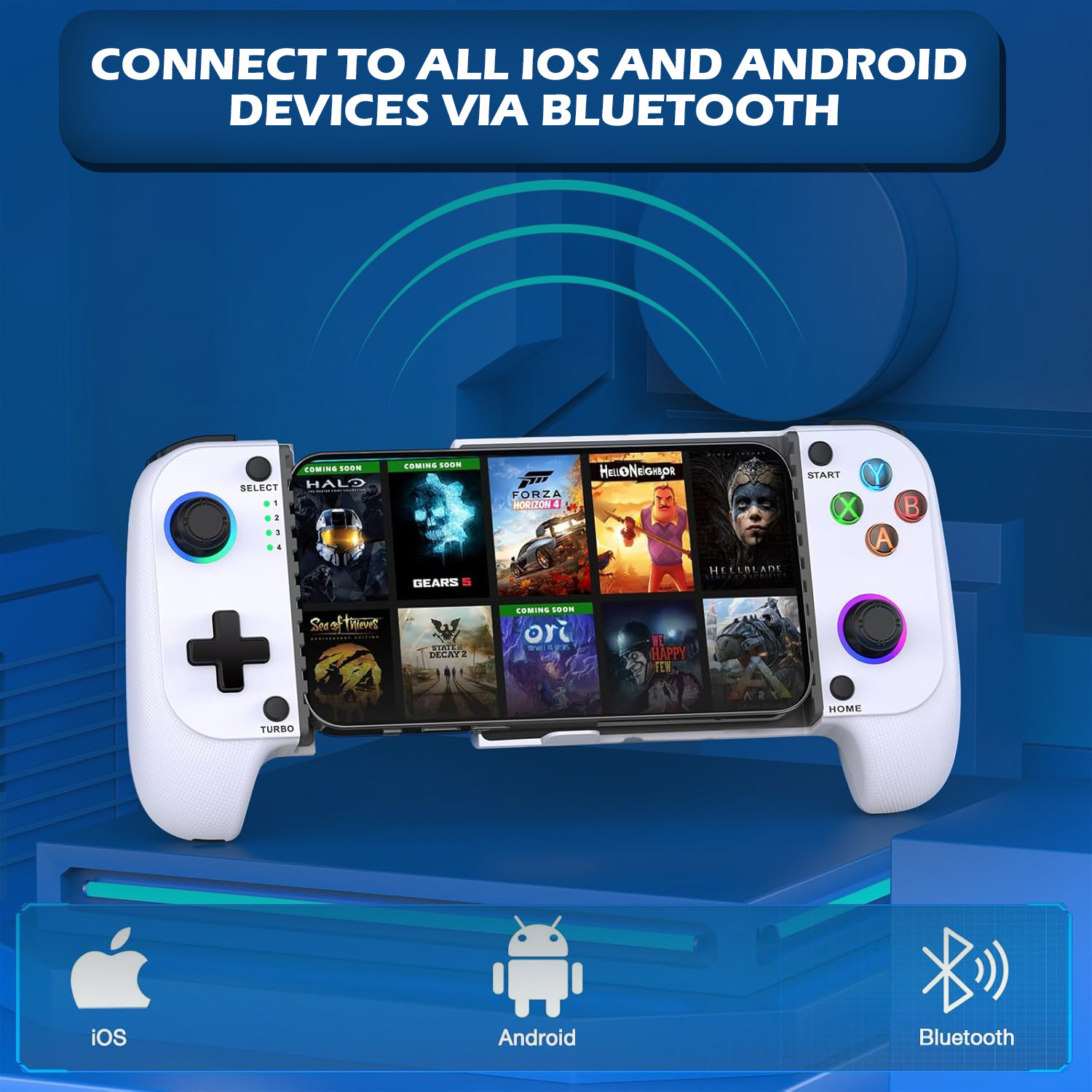 Image of Melbon Bluetooth Mobile Gaming Controller for Android & iOS | Cloud Gaming Ready Bluetooth Gamepad