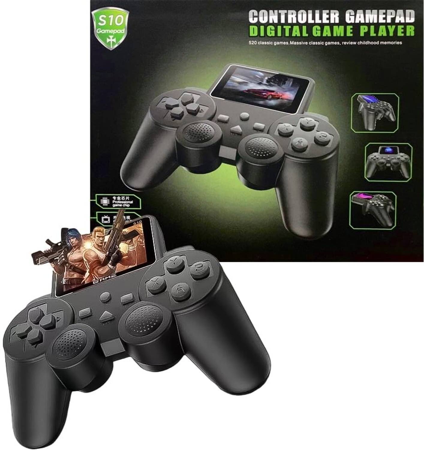 youth gallery S10 Console: 2.4-Inch Screen, Game Controller, 520 Games Black Edition A68 Handheld Gaming Console