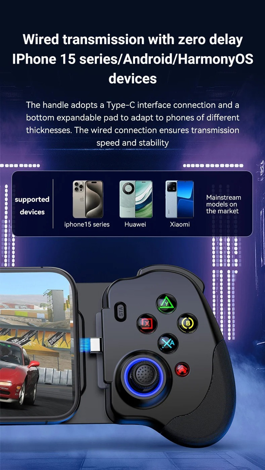 Image of Etzin BSP-N01 Retractable Type-C Phone Gamepad Mobile Phone Game Controller Bluetooth Gamepad