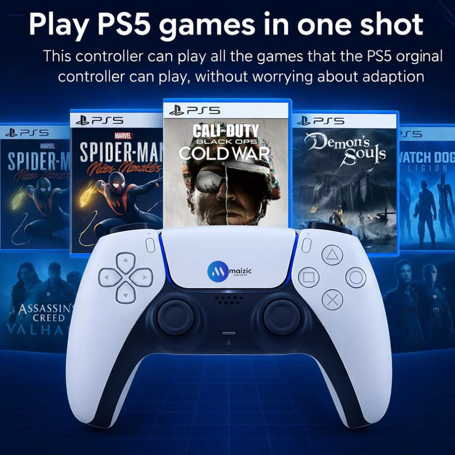 Image of Maizic Smarthome Play-X White Wireless Gaming Controller with Dual Asymmetric Motors Gamepad