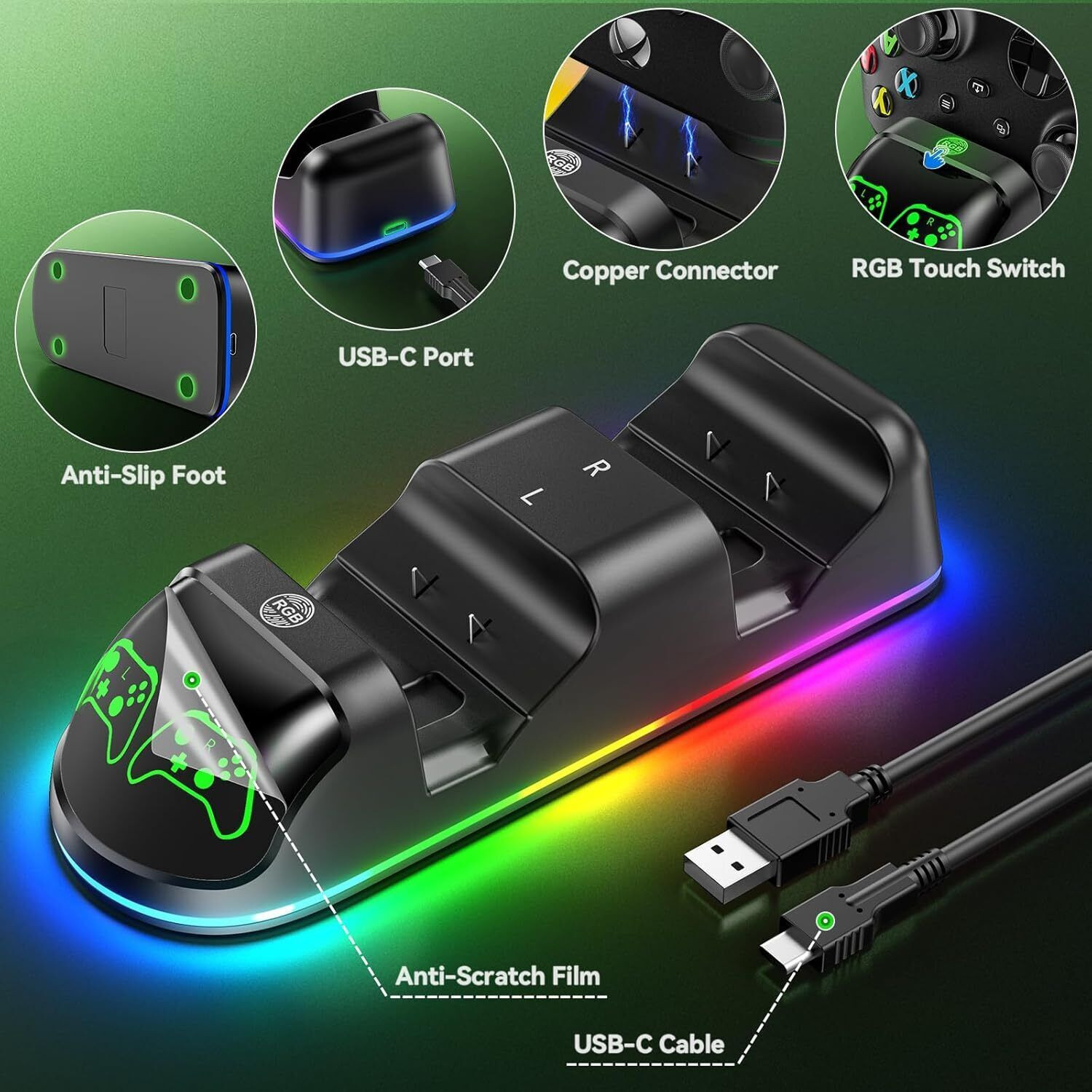 Image of HG WORLD OIVO Wireless Controller Charging Dock IV-X131 Charge -Up to 18 Hr of Gameplay USB Gamepad