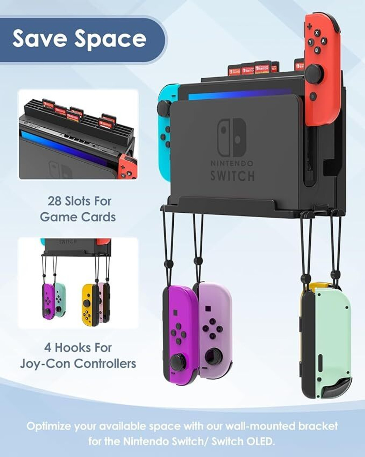 Image of HG WORLD Dobe Dock Wall Mounting Bracket For Nintendo Switch Wall Mount OLED & V2 Console Gamepad