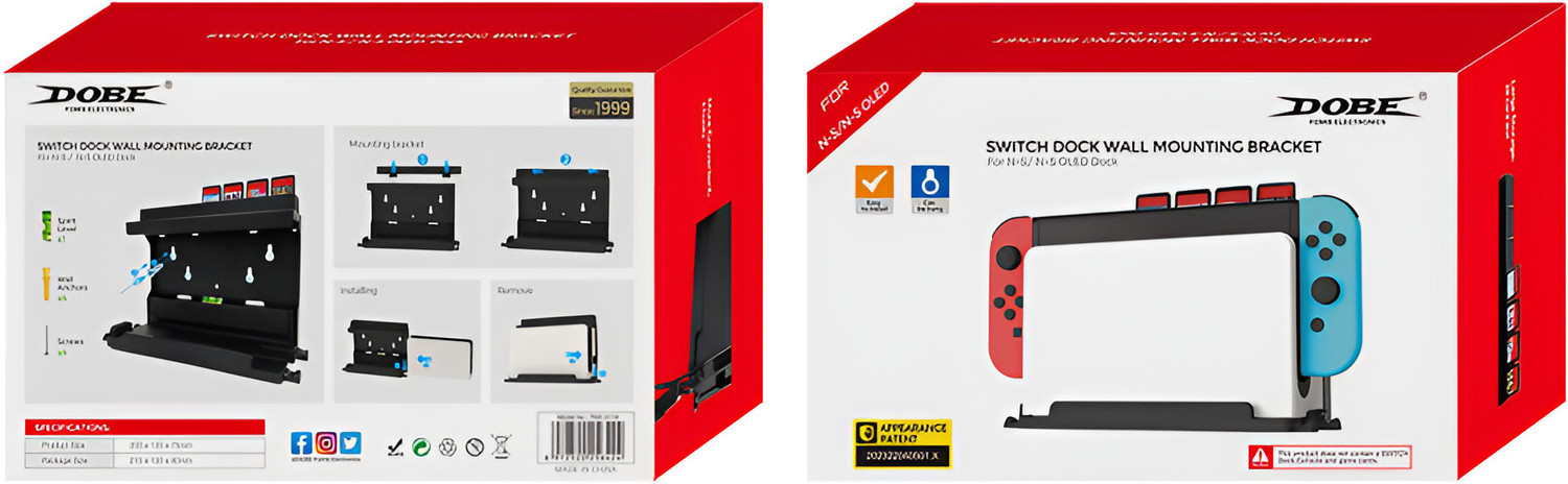Image of HG WORLD Dobe Dock Wall Mounting Bracket For Nintendo Switch Wall Mount OLED & V2 Console Gamepad