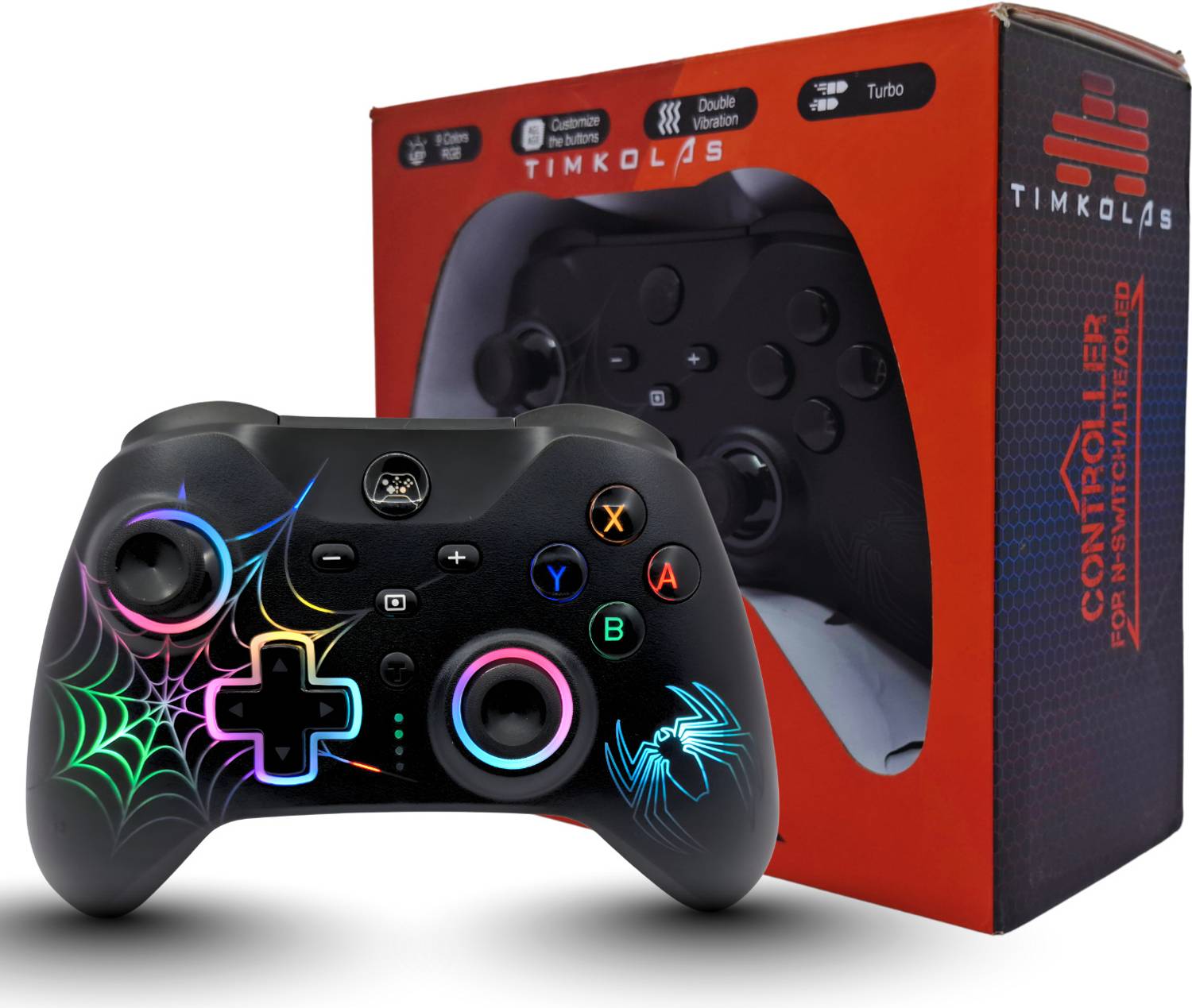 Timkolas Wireless Gaming Controller with RGB LED Lights Compatible &PC,Windows,Console_08 Bluetooth Gamepad