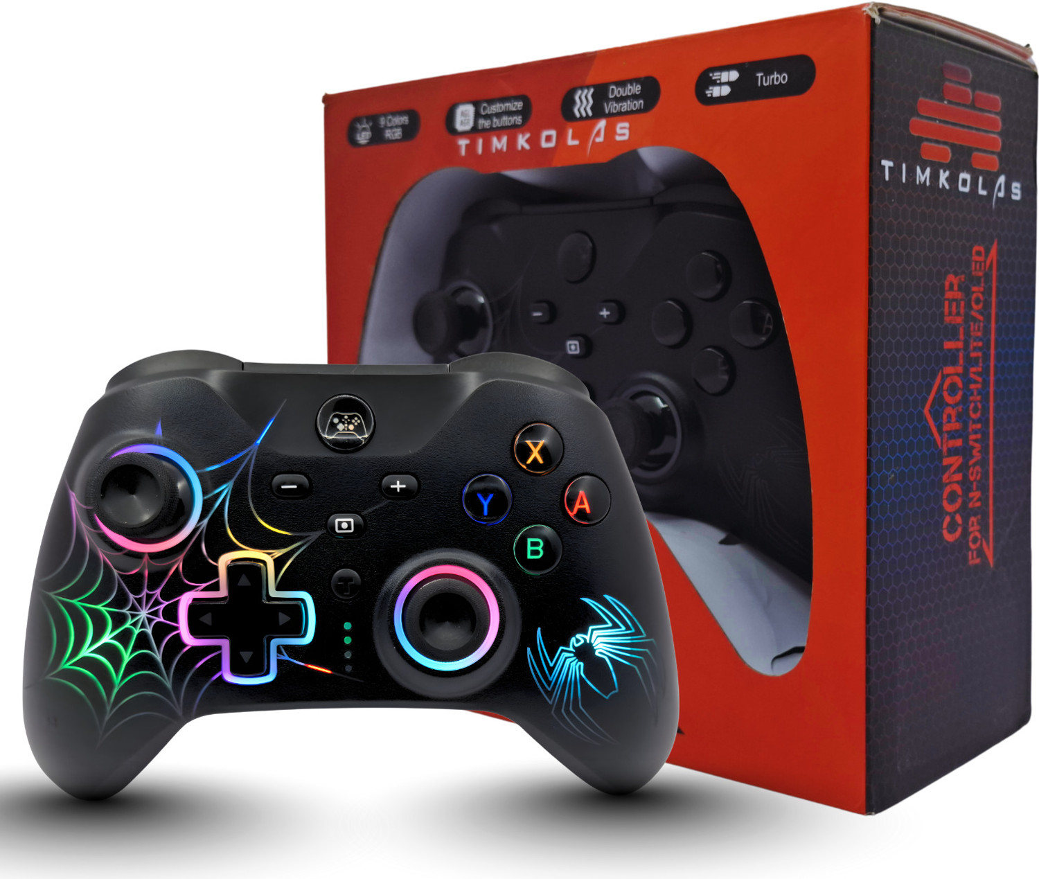 Image of Timkolas Wireless Gaming Controller with RGB LED Lights Compatible &PC,Windows,Console 08 Bluetooth Gamepad