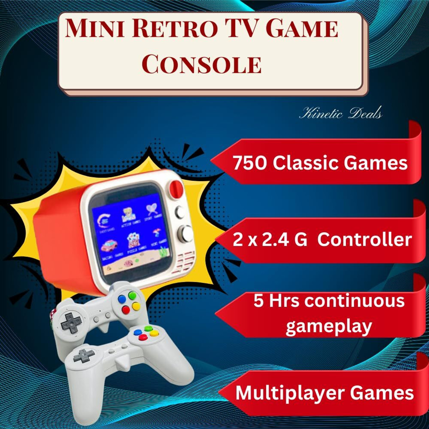 Image of SHAILRON Portable Gaming 740 Classic 3.5 inch Screen TV Games 2 Players Gamepad USB Gamepad
