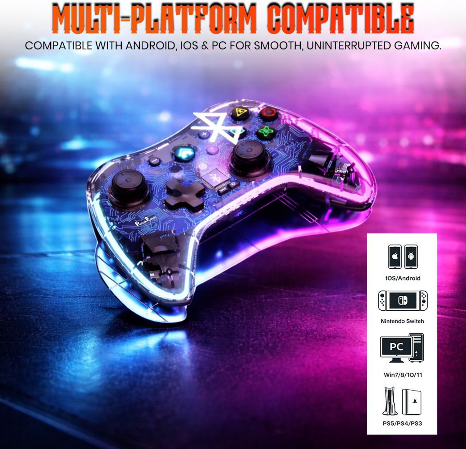 Image of PunnkFunnk BSPS03 | Wireless Gaming Controller | Nintendo Switch | with Turbo & Vibration Bluetooth Gamepad