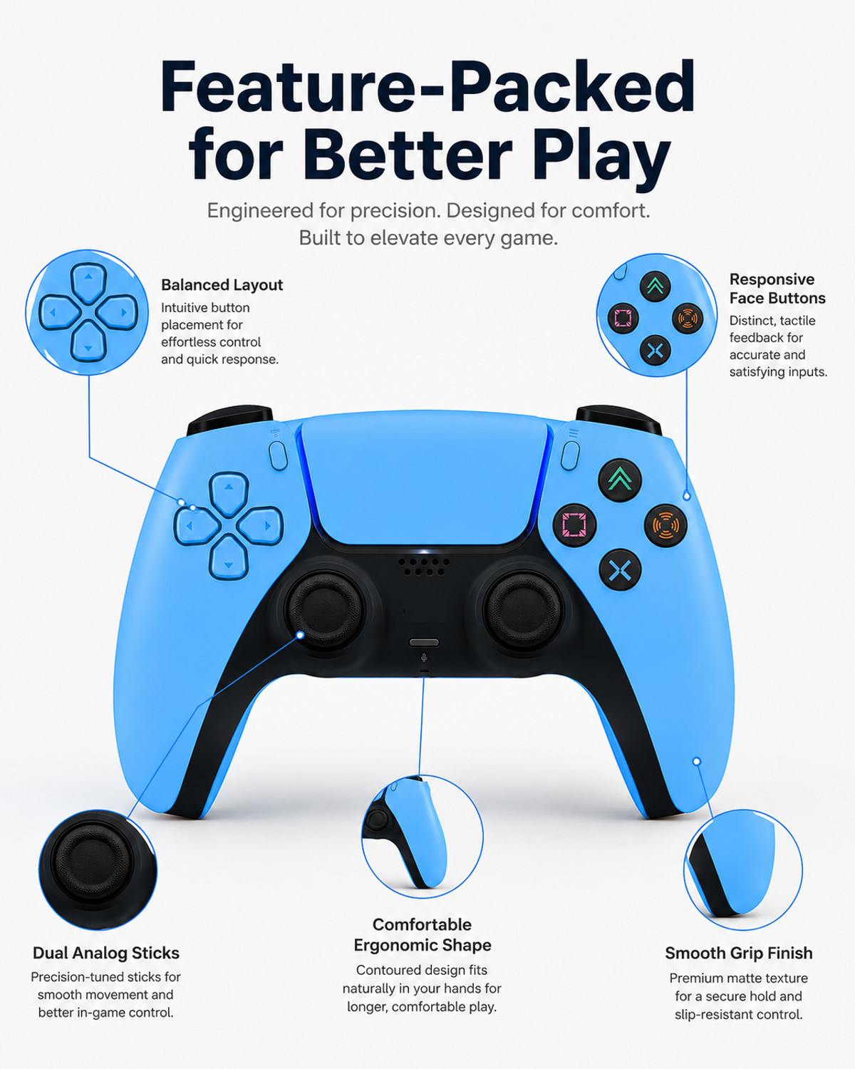 Image of HG WORLD PS5 DualSense Wireless Gaming Controller for Playstation Console,Heptic Feedback Bluetooth Gamepad