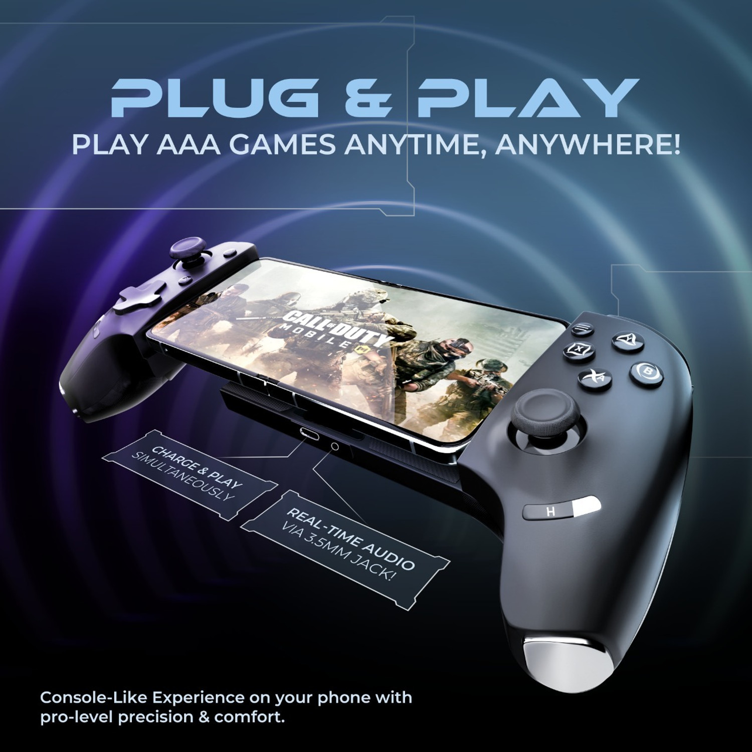 Image of Braintastic Klutch One Gamepad with Keymap Modes Wired & Bluetooth Connectivity Bluetooth Gamepad