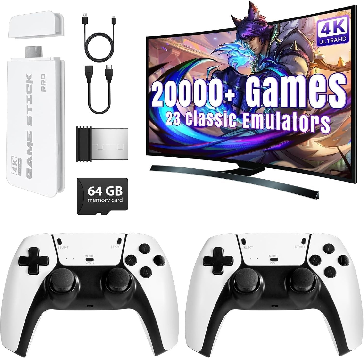 Image of KITAI Wireless Retro Game Console with 4K HDMI, Built-in 23 Emulators Wi-fi Gamepad