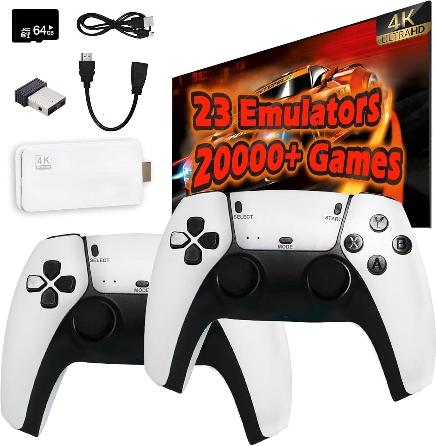 SHAILRON 2.4 M15 Retro Game Stick 20000+ Classic Video Games, 23 Emulators, 64G Storage Wi-fi Gamepad