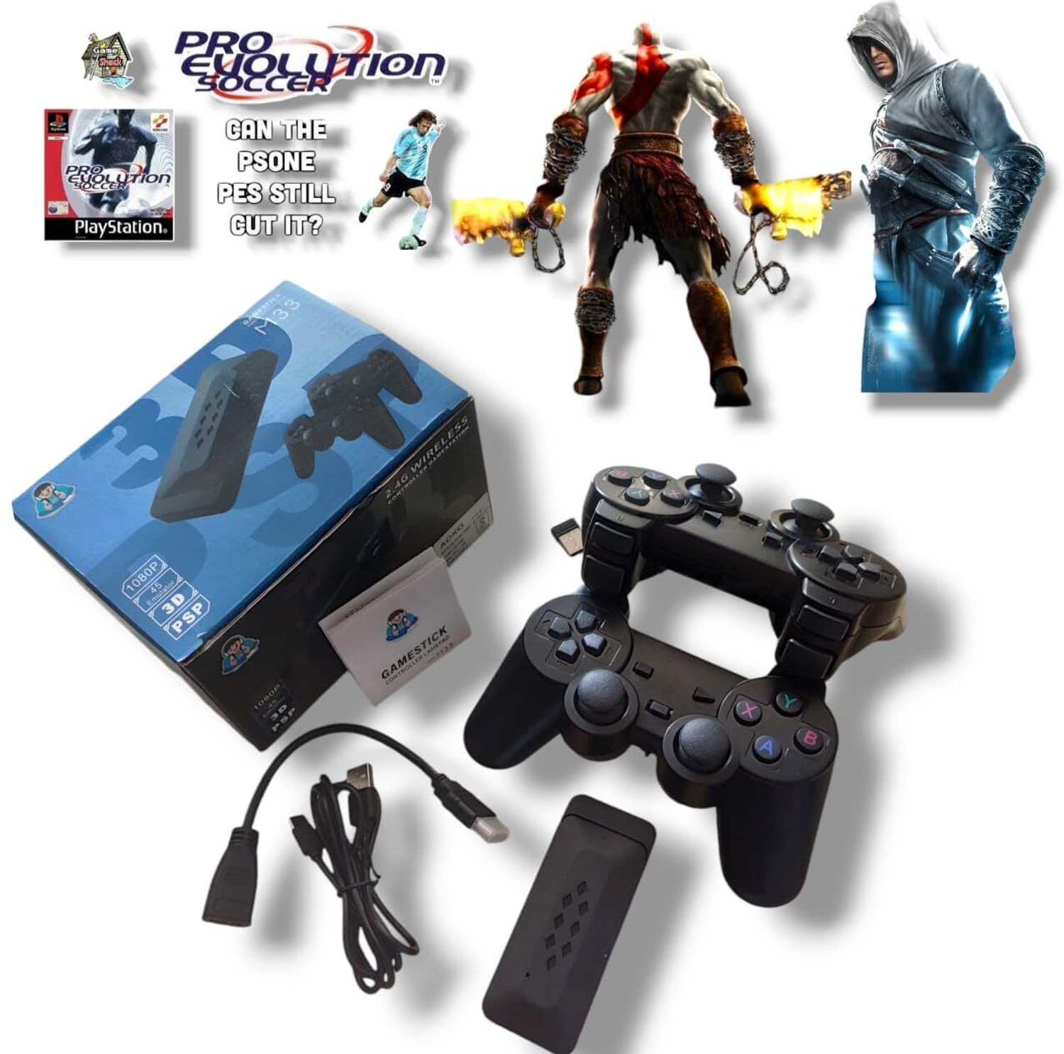 Image of SHAILRON M33 3D gaming stick video game console 4k high-definition built-in 30000+games Bluetooth Gamepad