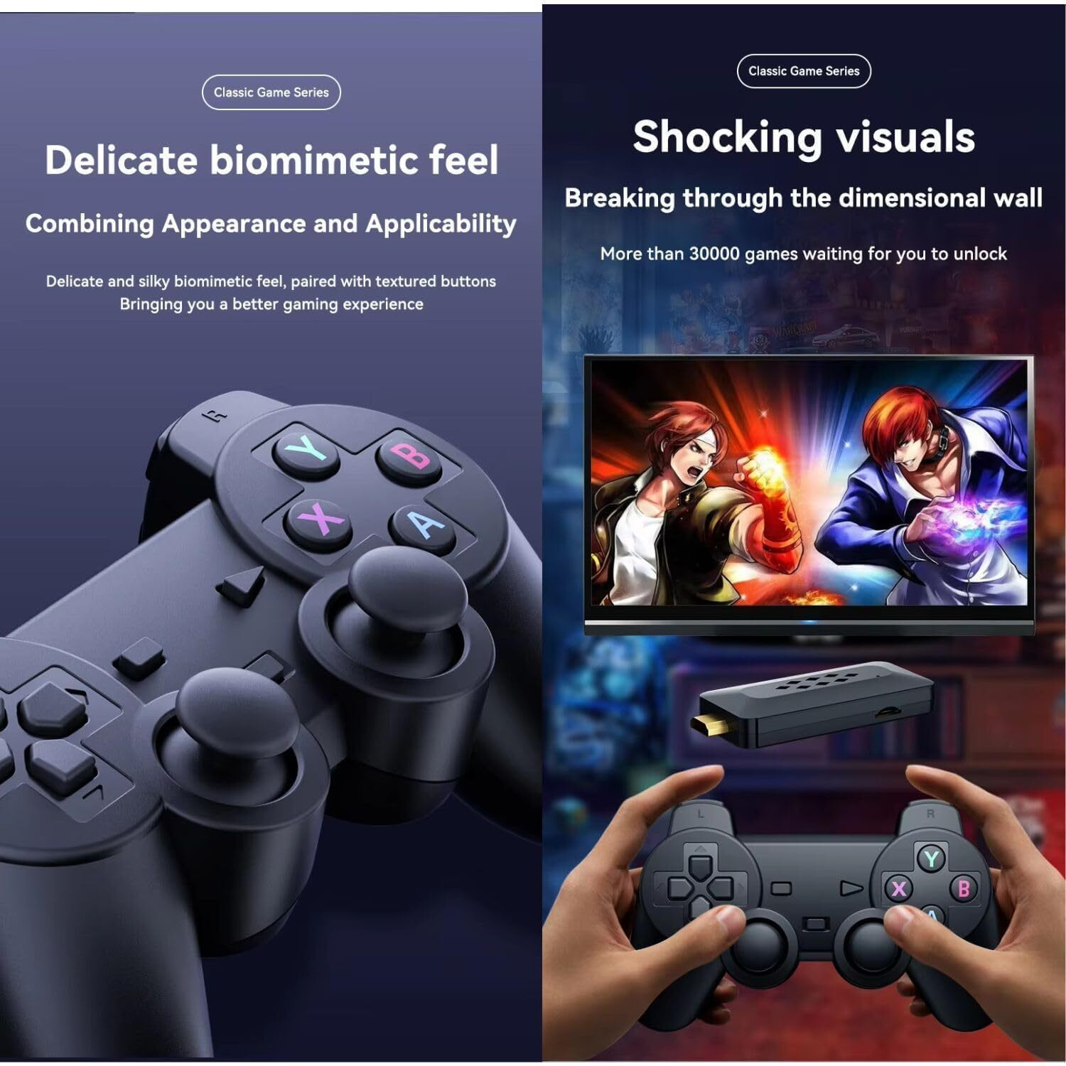 Image of SHAILRON Wireless Video Game for TV Gaming 4K Ultra HD Game Stick with 21,000+ Games Bluetooth Gamepad