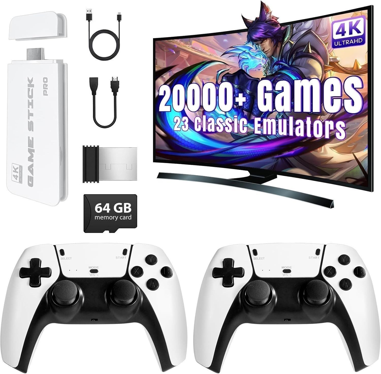 Image of KITAI Wireless Retro Game Console with 4K HDMI, Built-in 23 Emulators, 20000+ Games Wi-fi Gamepad