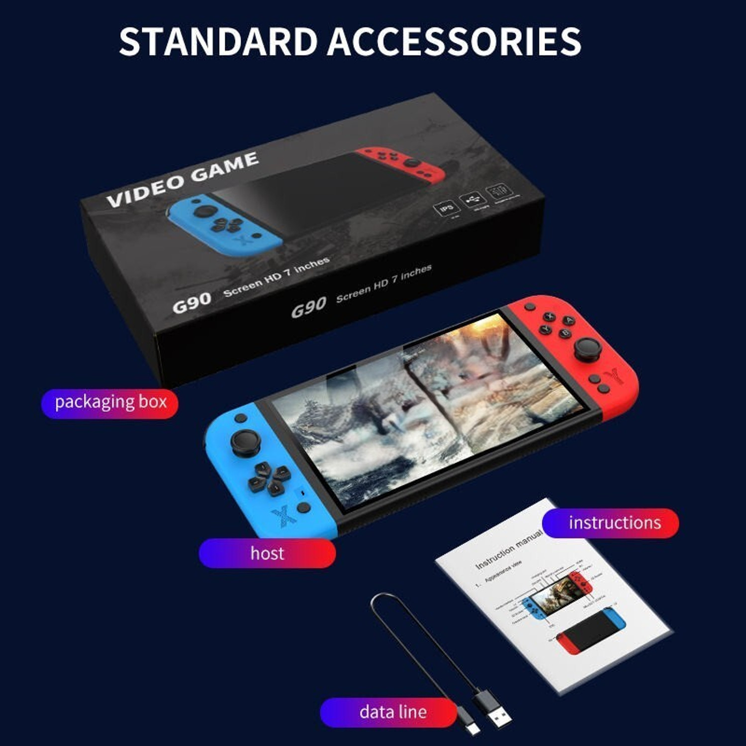 Image of Cubonic G90 Video Game| HD 7 inch Display| Dual Joystick| Quadcore A7| Rechargeable USB Gamepad