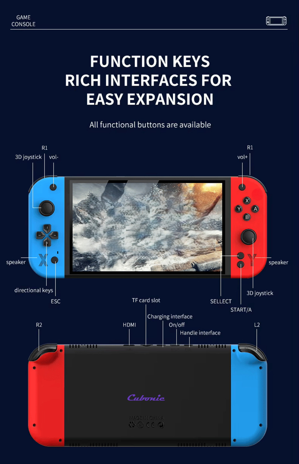 Image of Cubonic G90 Video Game| HD 7 inch Display| Dual Joystick| Quadcore A7| Rechargeable USB Gamepad