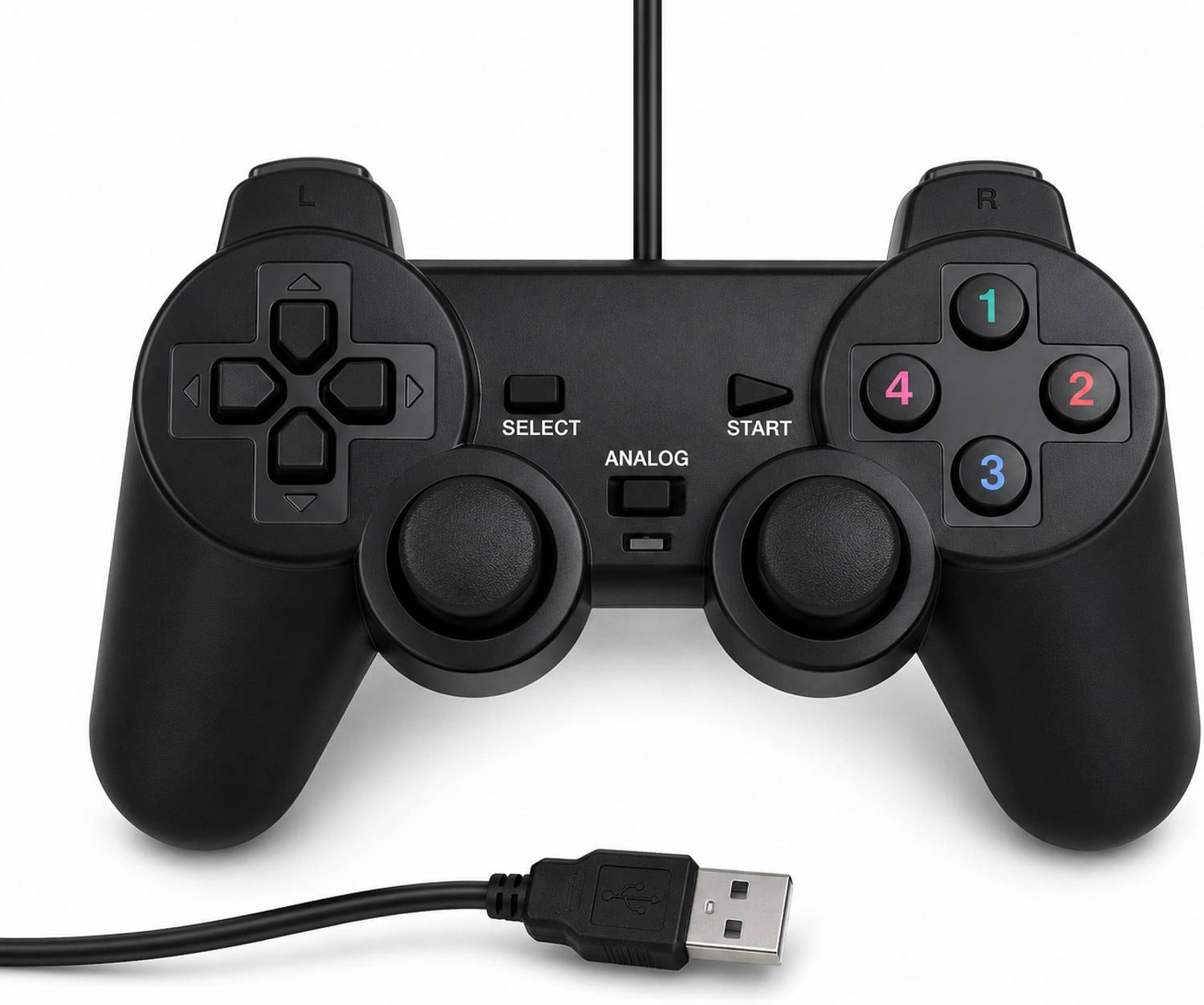 markif Black wired Game Controller Dual Analog Gaming Joystick For Windows PC & Laptop USB Gamepad