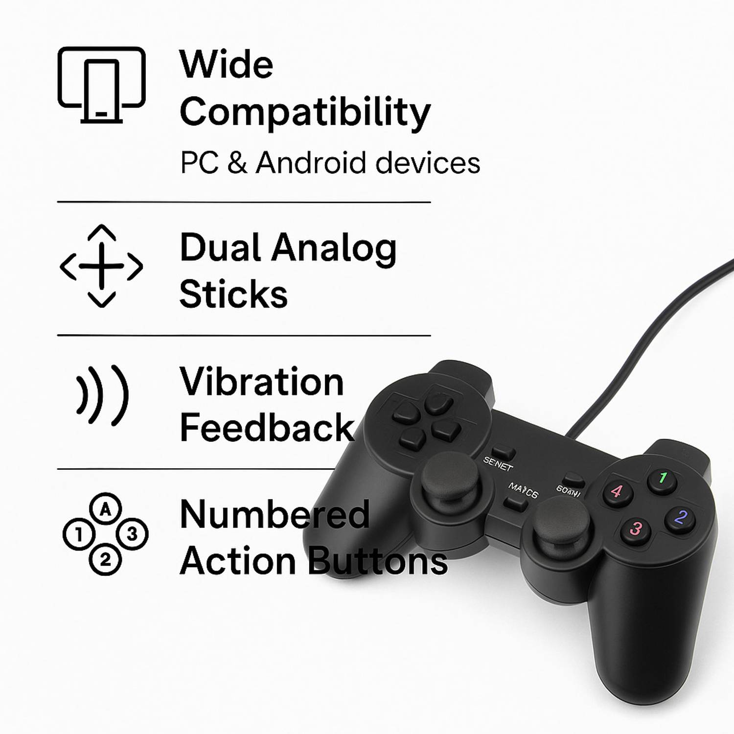 markif USB Game Controller Dual Analog Gaming Joystick - Image 3