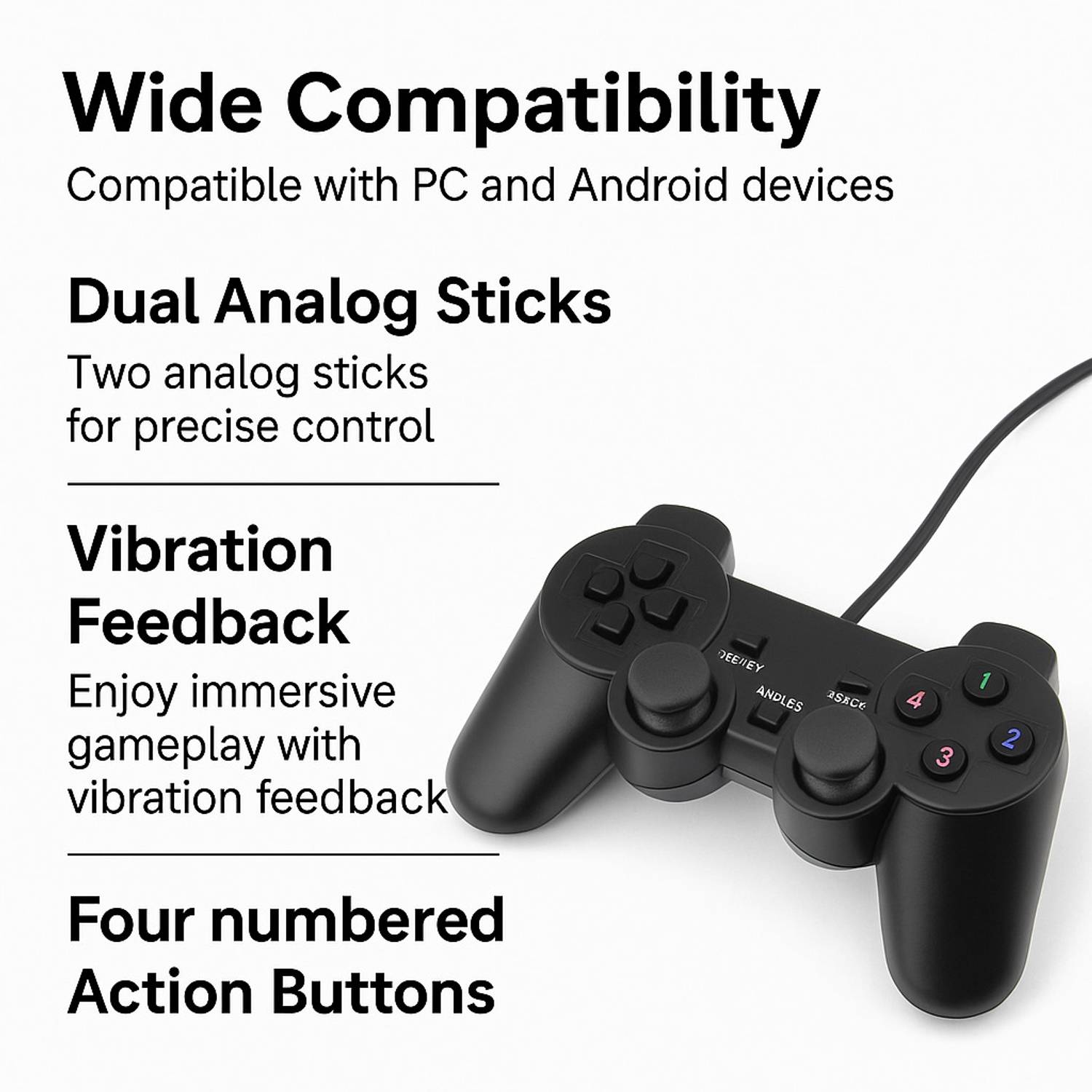 markif Universal Wired USB Game Controller Plug & Play for PC & Laptop Comfortable Grip USB Gamepad