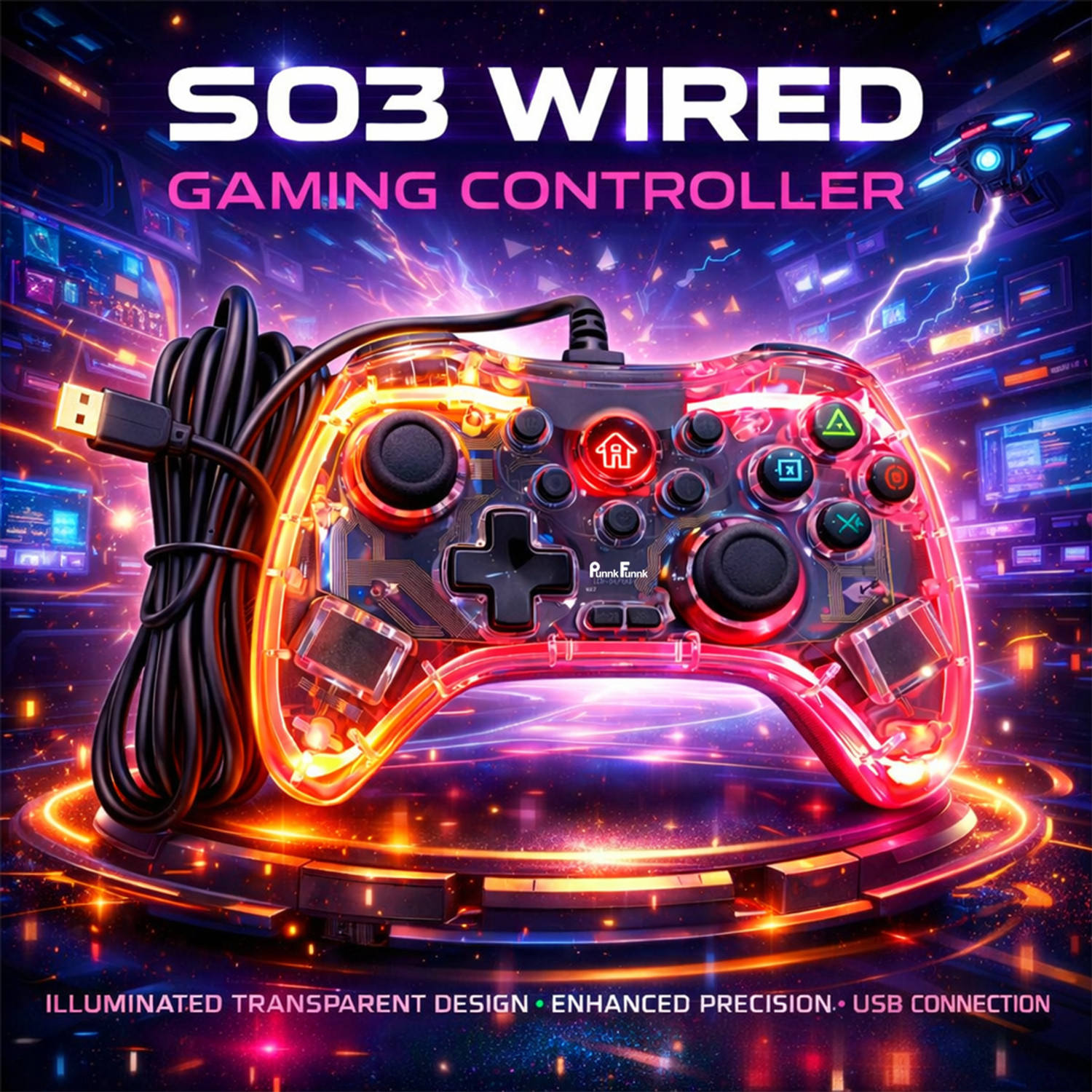 Image of PunnkFunnk S03 Wired Gaming Controller for Android And iOS Bluetooth Gamepad