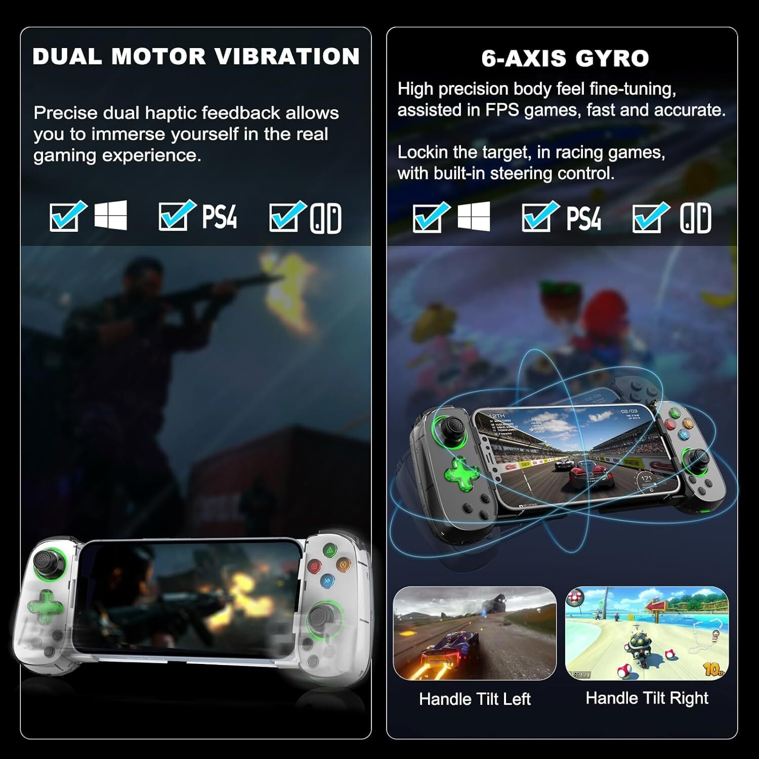 Image of ELECTRO WOLF Wireless Controller with Hall Joystick /Turbo /6-Axis Gyro /Dual Motor|Cloud Gaming Bluetooth Gamepad