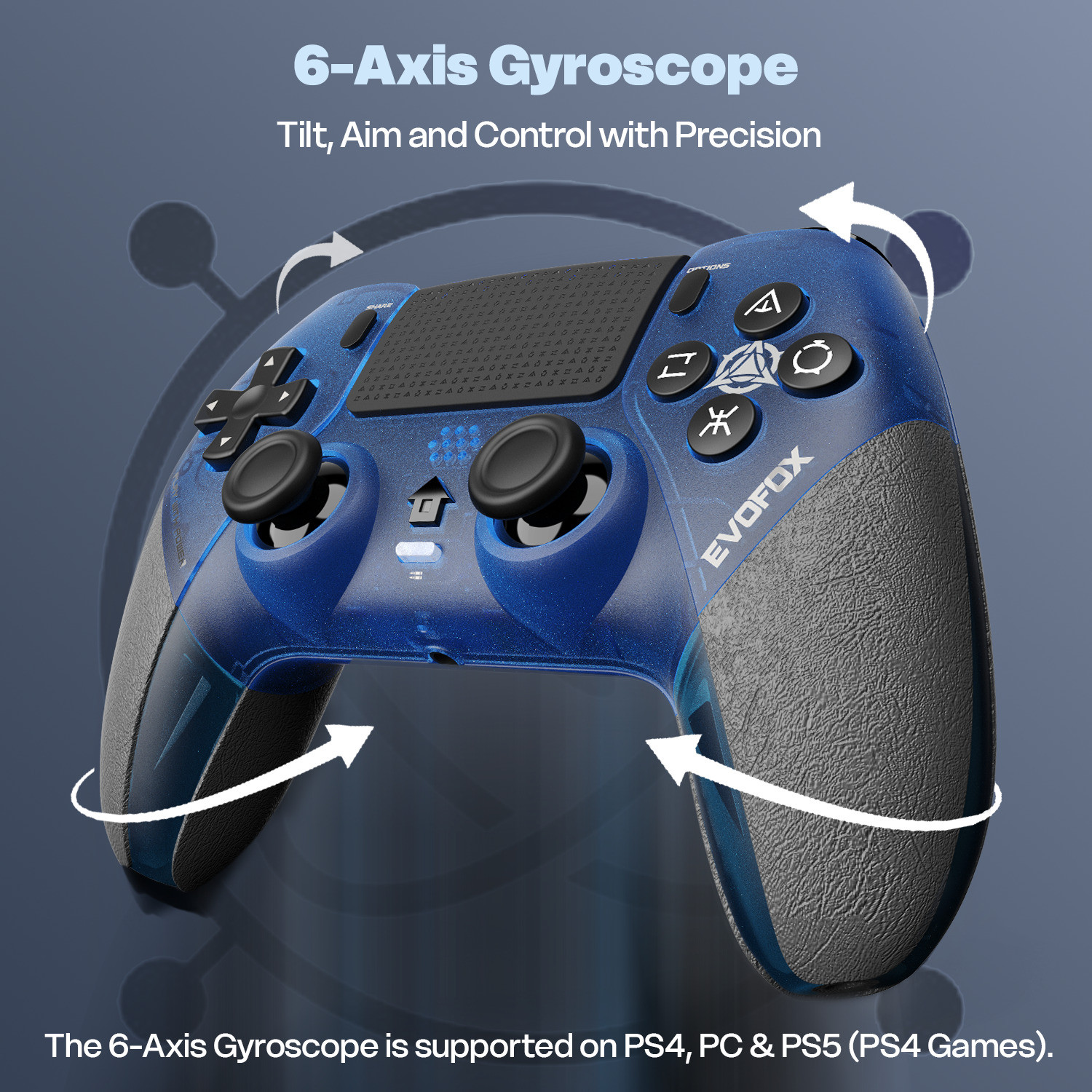 Image of EVOFOX Play 2 PS4 Controller & PS5 (PS4 Games) HallSense Triggers, Touchpad, Gyroscope Bluetooth Gamepad
