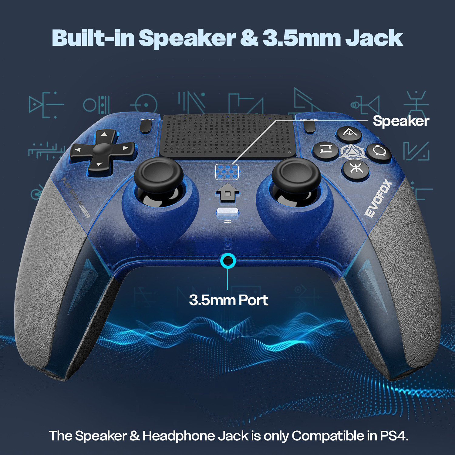 Image of EVOFOX Play 2 PS4 Controller & PS5 (PS4 Games) HallSense Triggers, Touchpad, Gyroscope Bluetooth Gamepad