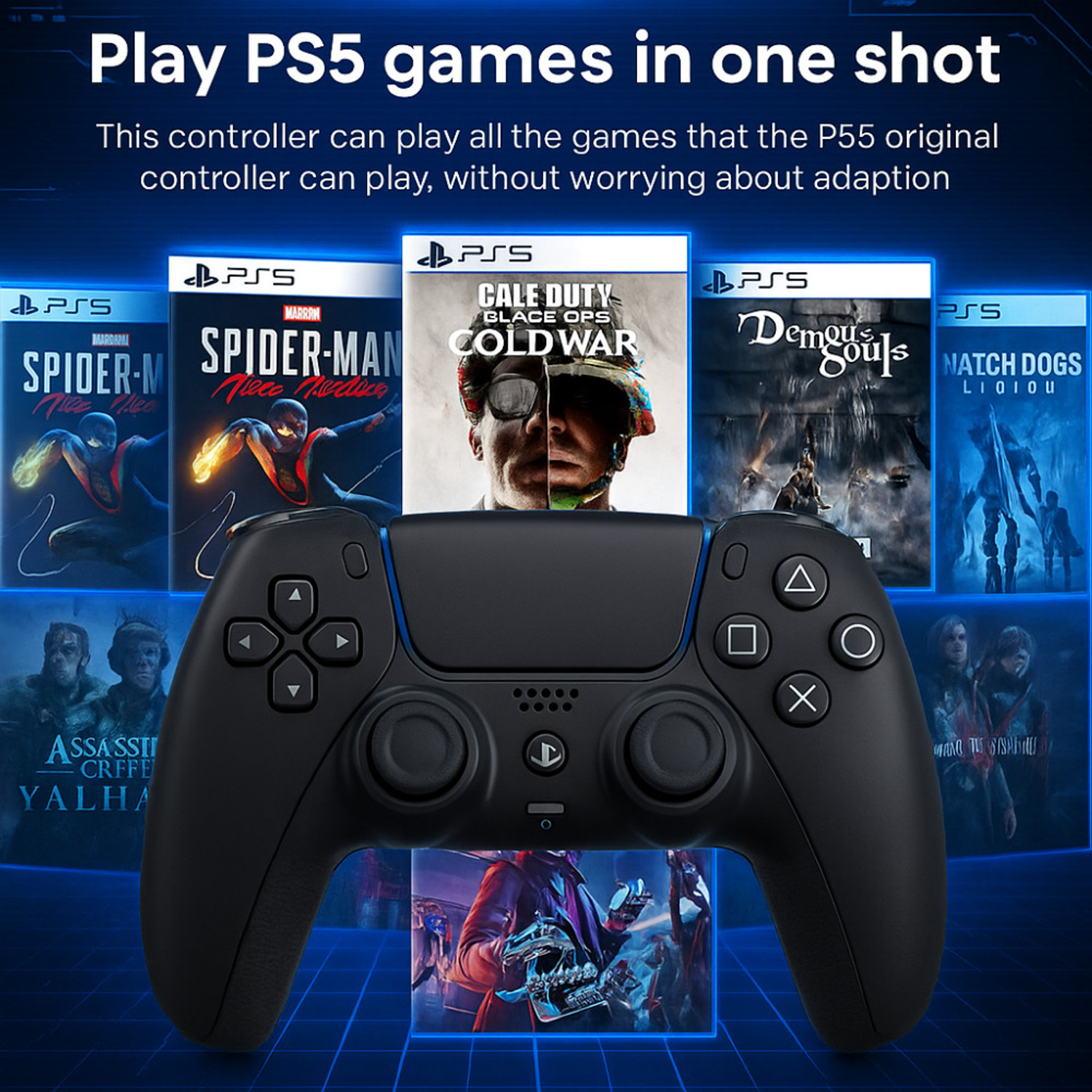 Image of Maizic Smarthome PlayX-Black P4 Wireless Game Controller Dual /Asymmetric Motor, 800mah Battery Bluetooth Gamepad