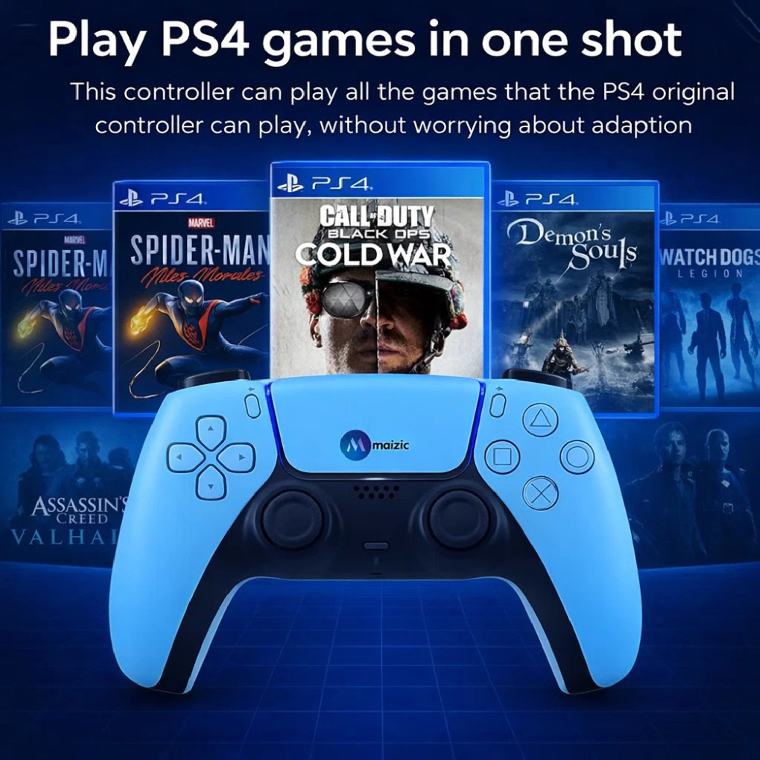 Image of Maizic Smarthome PlayX-Blue P4 Wireless Game Controller Dual /Asymmetric Motor, 800mah Battery Bluetooth Gamepad