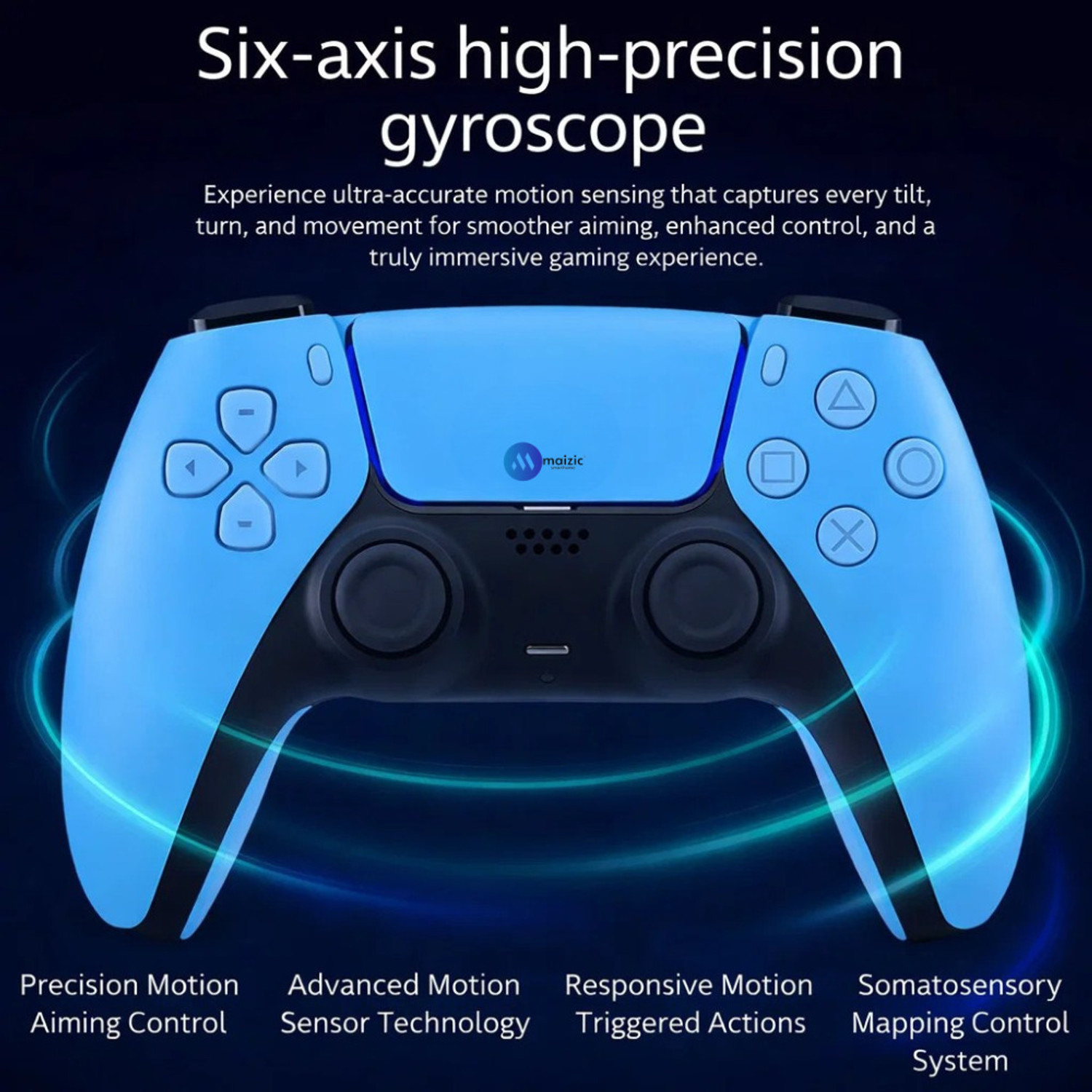 Image of Maizic Smarthome PlayX-Blue P4 Wireless Game Controller Dual /Asymmetric Motor, 800mah Battery Bluetooth Gamepad