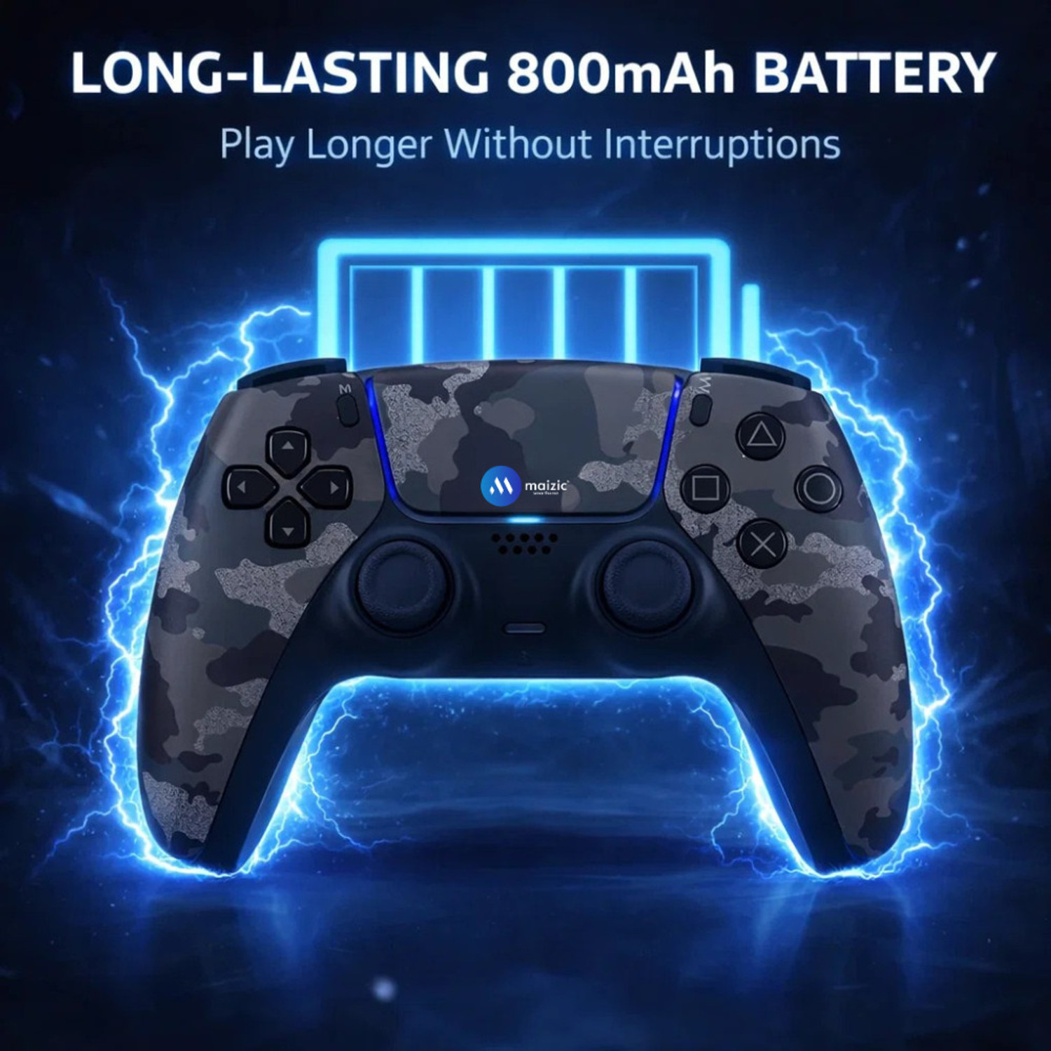 Image of Maizic Smarthome PlayX Black Camo P4 Wireless Game Controller Dual /Asymmetric Motor, 800mah Bluetooth Gamepad