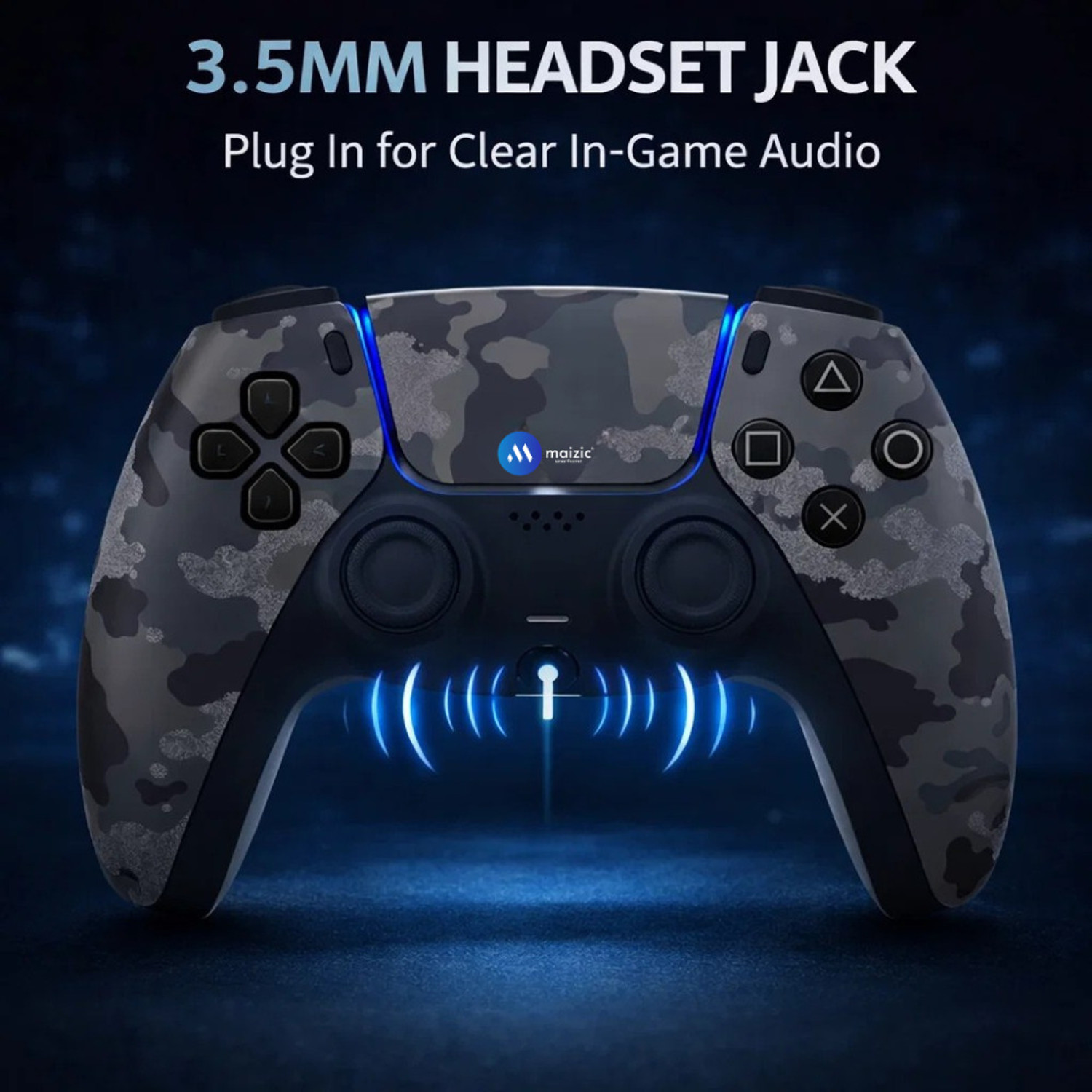 Image of Maizic Smarthome PlayX Black Camo P4 Wireless Game Controller Dual /Asymmetric Motor, 800mah Bluetooth Gamepad
