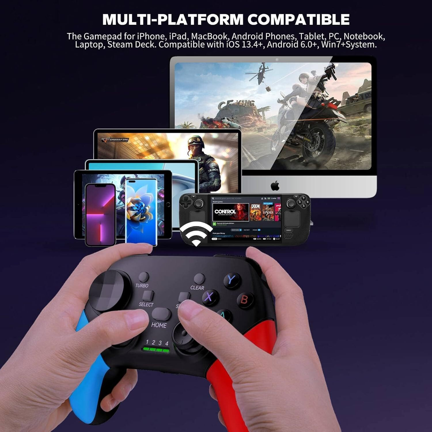 Image of Tobo Wireless Mobile Gaming Controller BSP-G9 iOS, Android, iPad,Tablet, PC TD-1284GA Bluetooth Gamepad