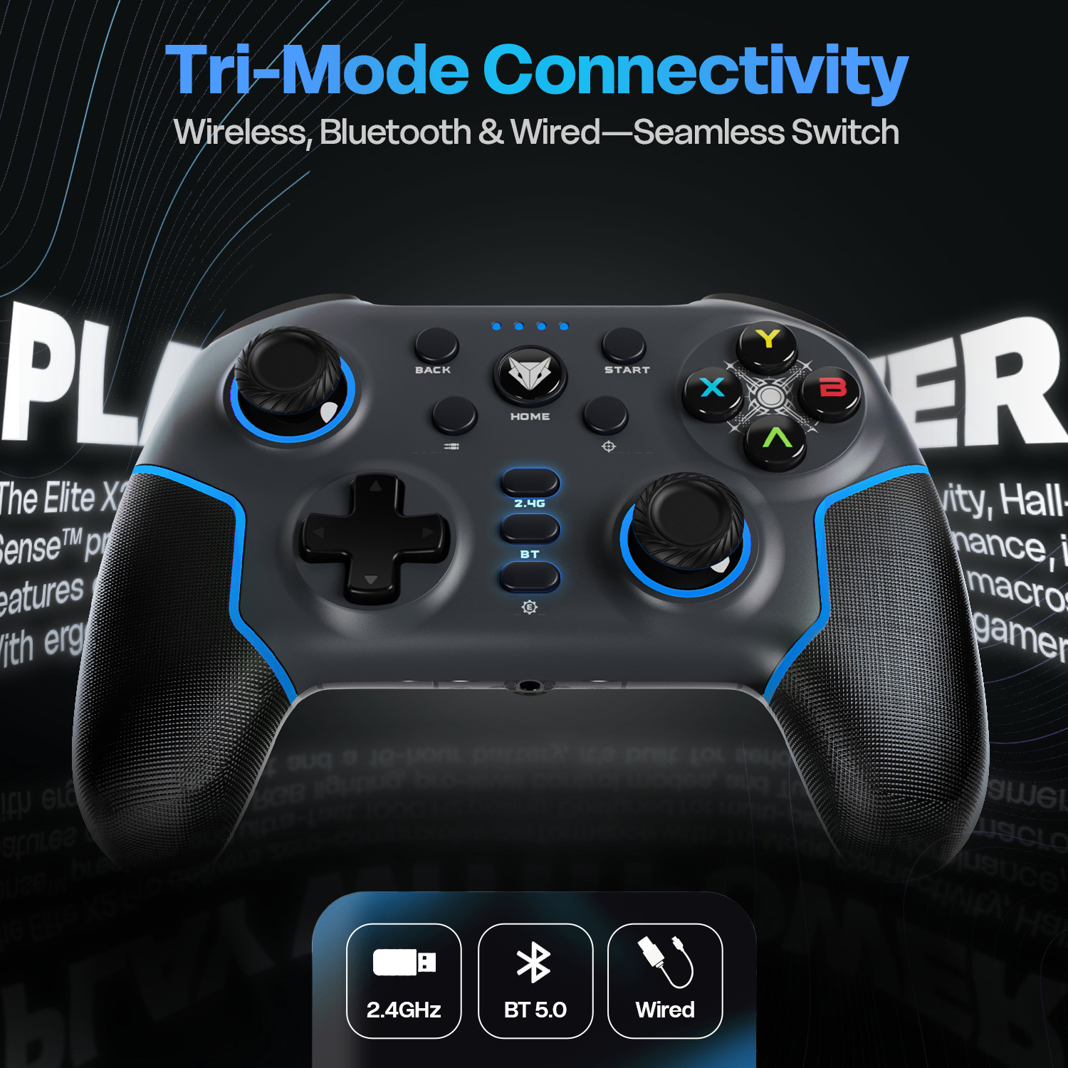 Image of EVOFOX Elite X2 Pro Tri-Mode Wireless /BT /Wired Hallsense Magnetic Joysticks & Triggers Gamepad