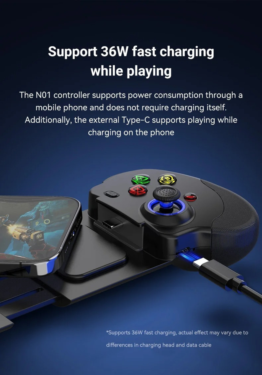 Image of Etzin BSP-N01 Retractable Type-C Phone Gamepad Mobile Phone Game Controller Bluetooth Gamepad