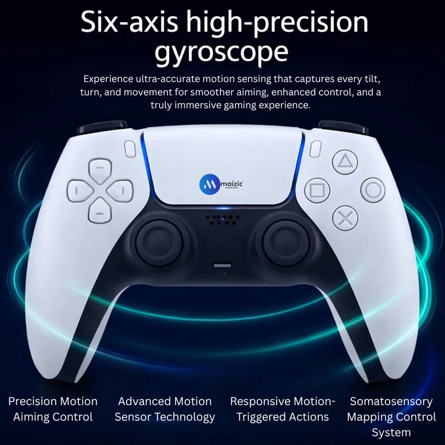 Image of Maizic Smarthome Play-X White Wireless Gaming Controller with Dual Asymmetric Motors Gamepad