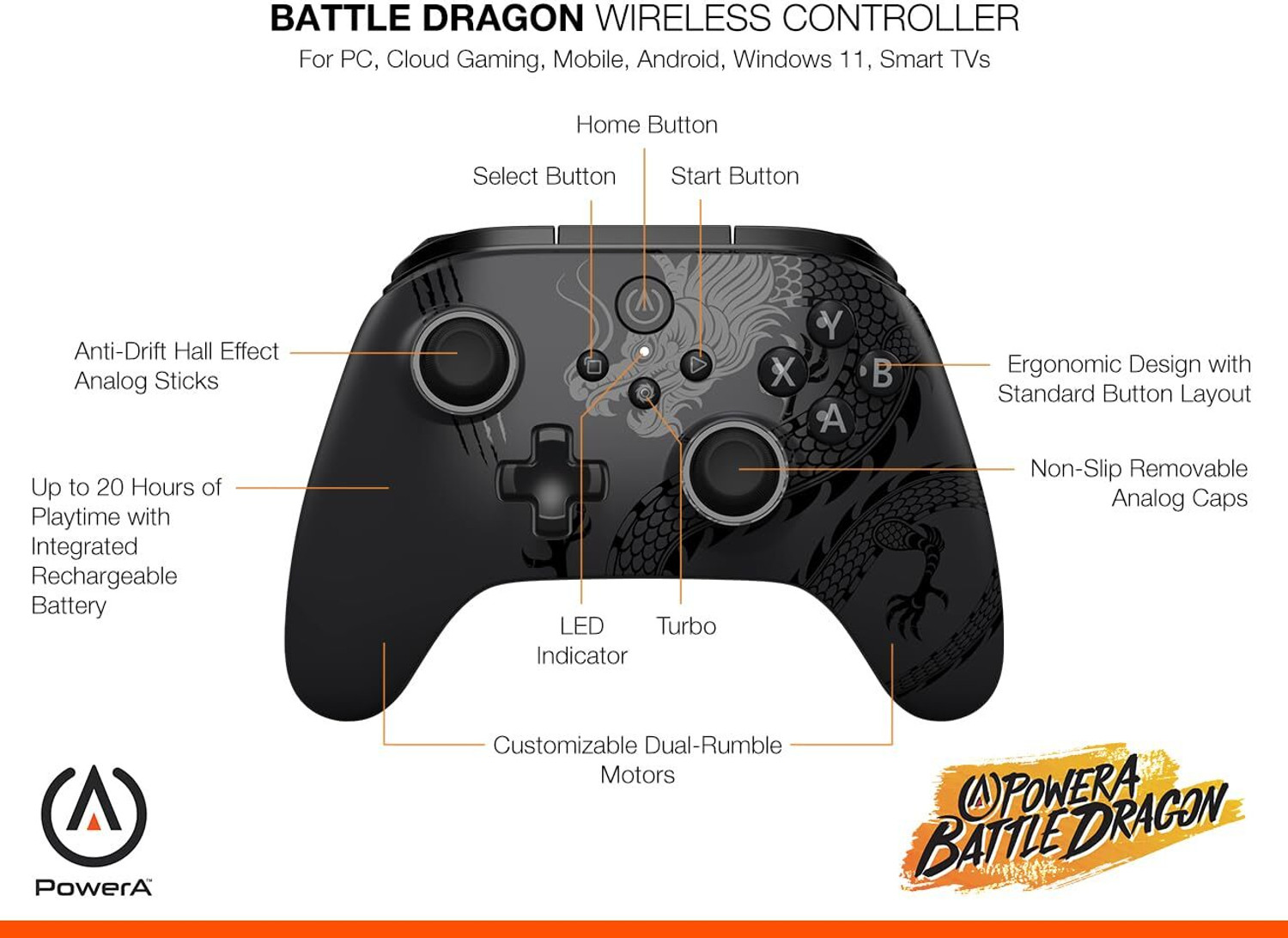 Image of PowerA Battle Dragon Wireless Controller for PC and Cloud Gaming Gamepad