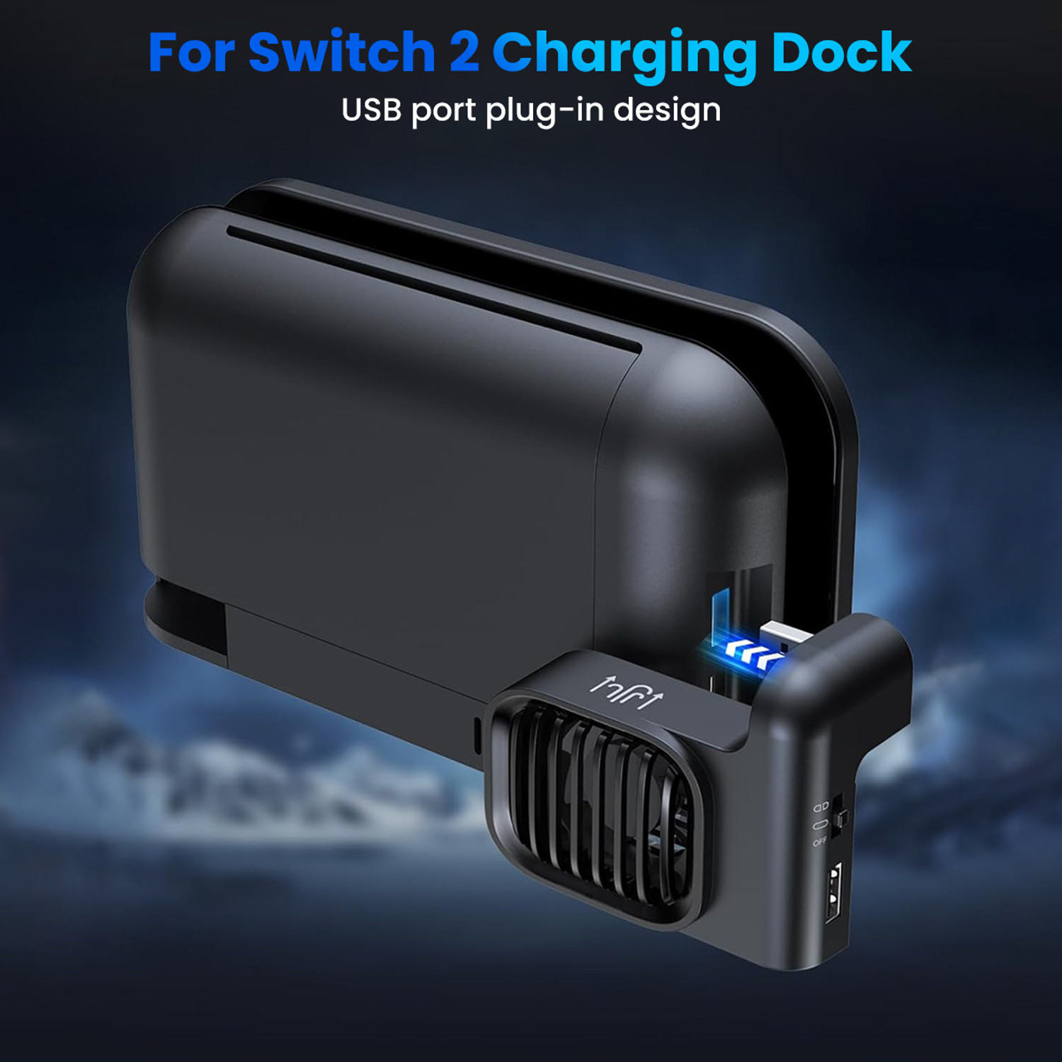 Image of ELEPHANTBOAT Charging Dock Cooling Fan for NS2 Switch 2 with Dual Speed and USB Port Gaming Accessory Kit