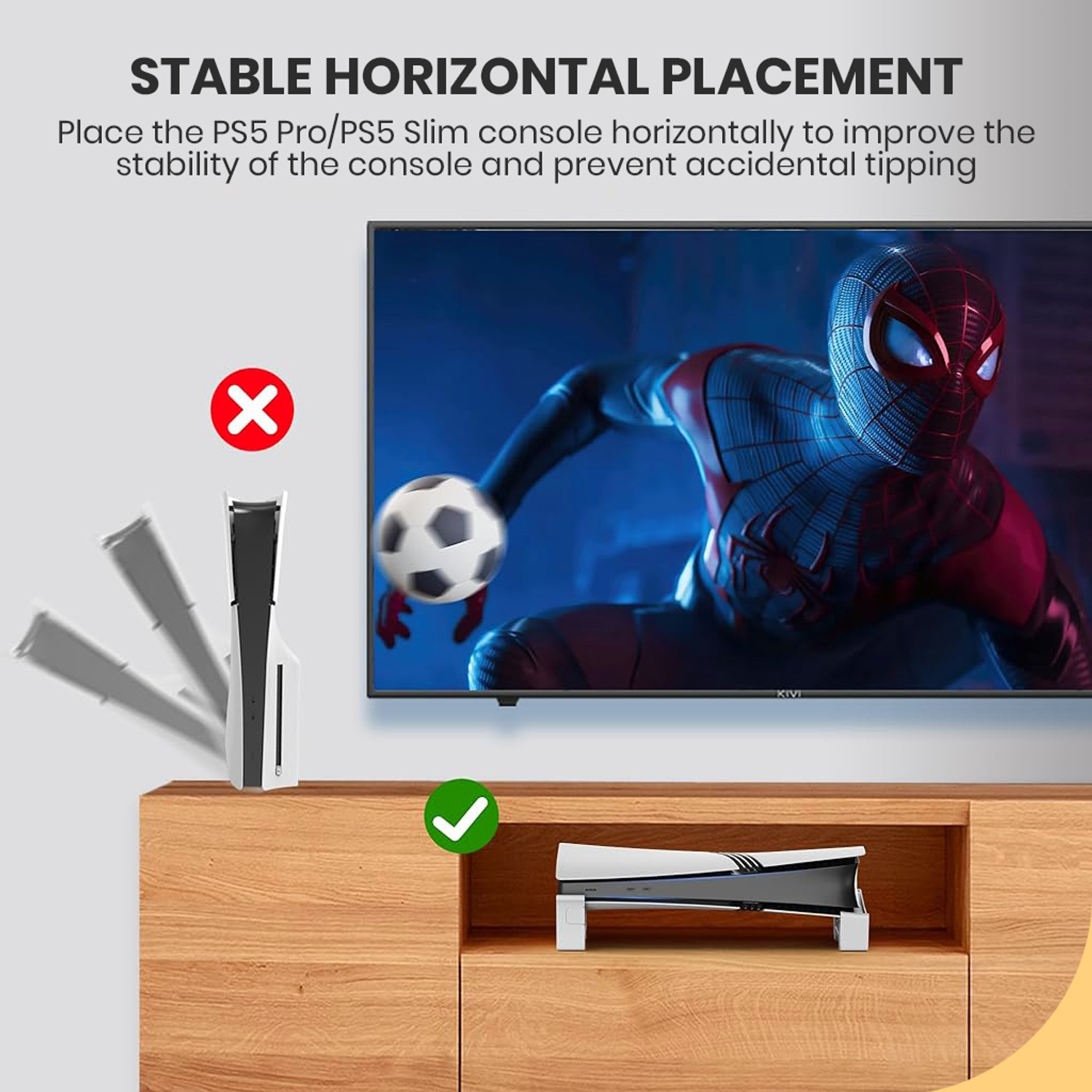 Image of SUPVOX Horizontal Stand for PS5 Pro and PS5 Slim Console Base Mount Support Gaming Accessory Kit