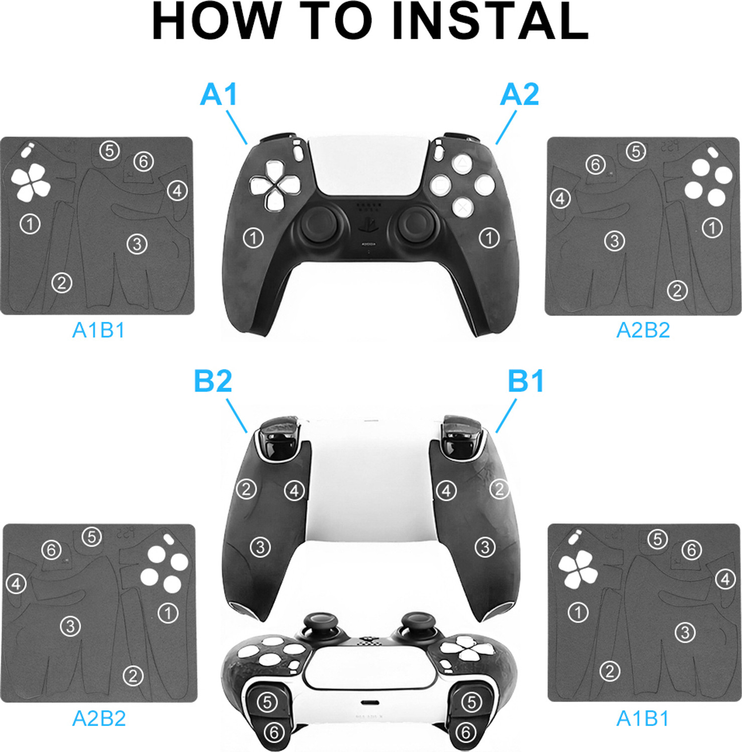 Image of Zorbes PS5 DualSense Controller Suede Grip Pad Soft Touch Anti Slip Cover Gaming Accessory Kit