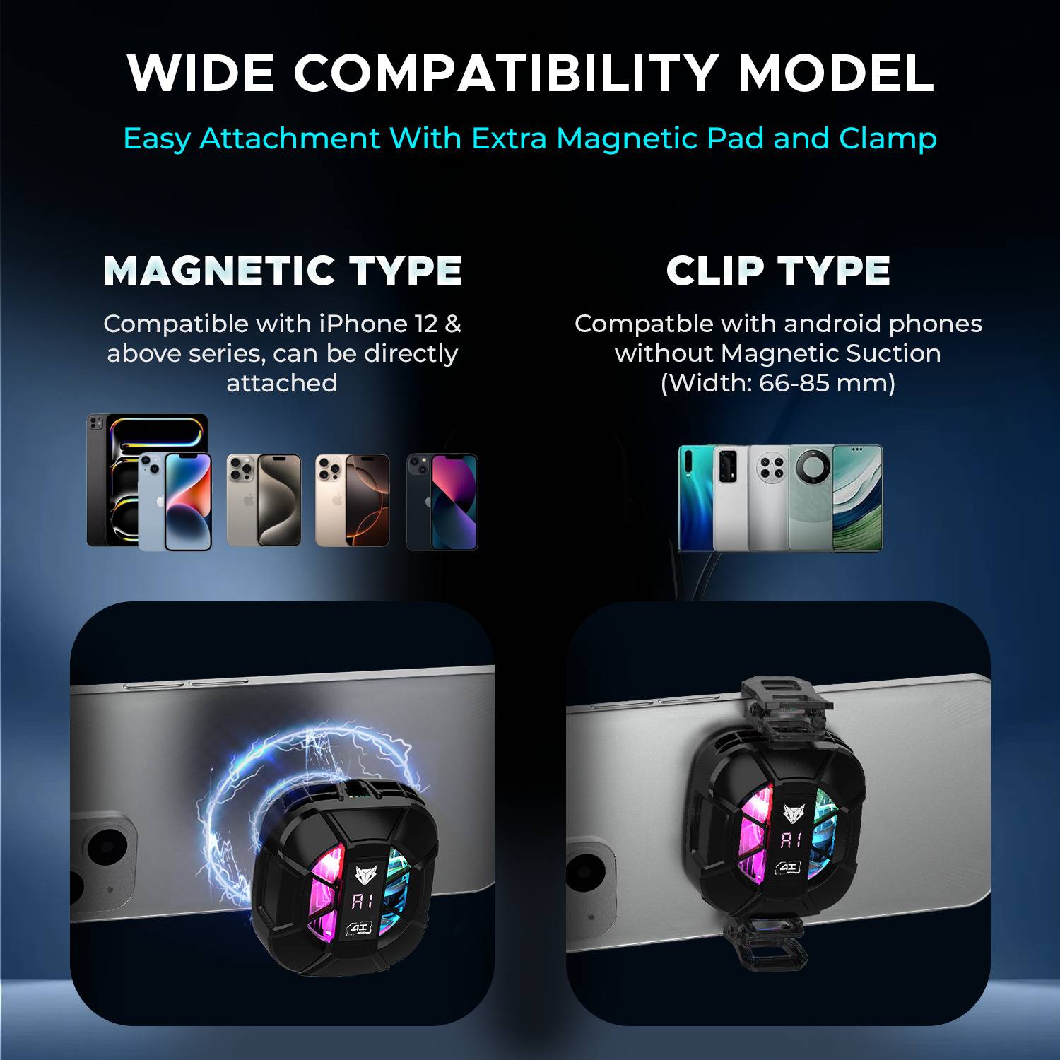 EVOFOX Hailstone Sense AI RGB Magsafe Mobile Cooler - Image 5