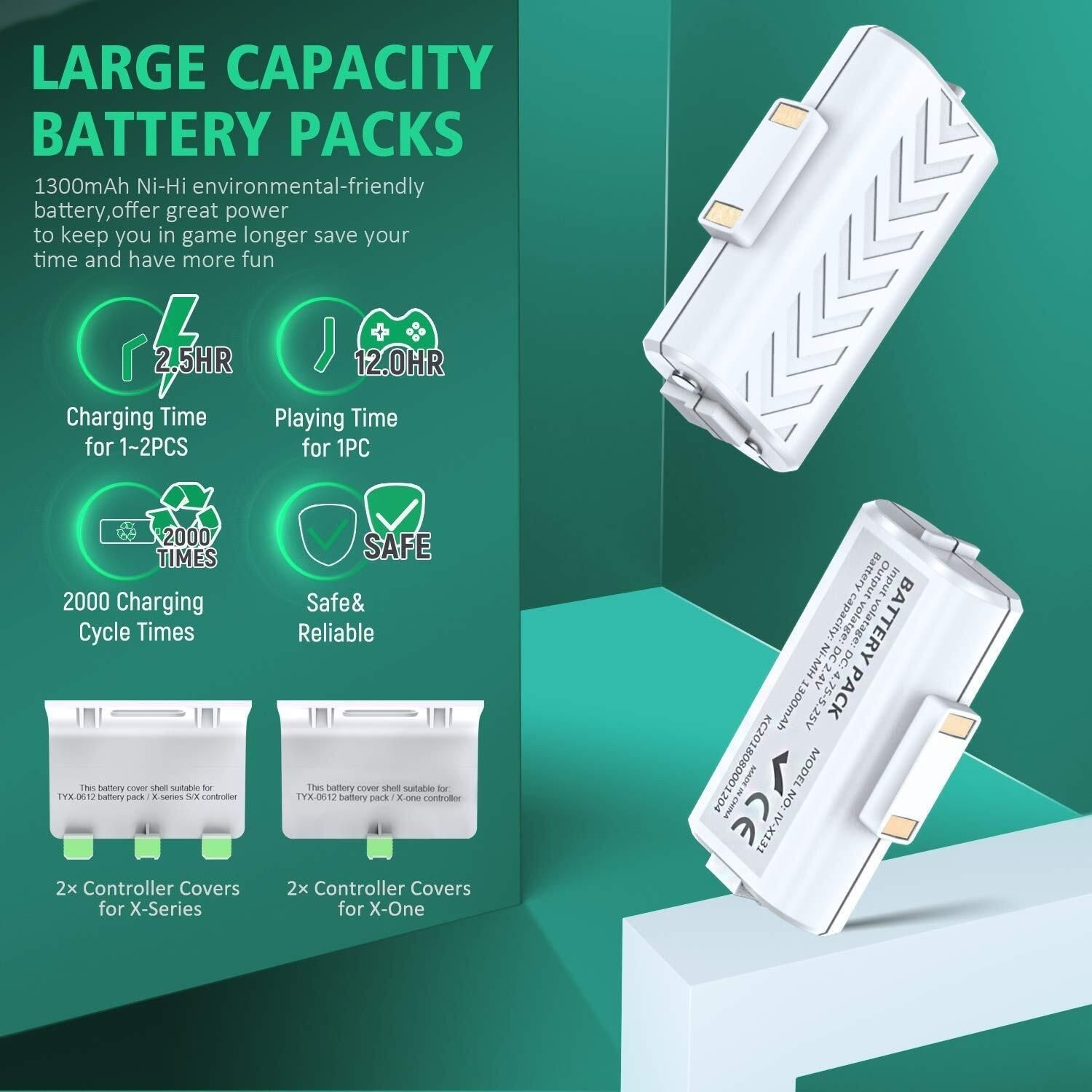Image of HG WORLD OIVO Dual Charging Dock for Xbox One Series X | S Controller With 2 Battery Pack Gaming Accessory Kit