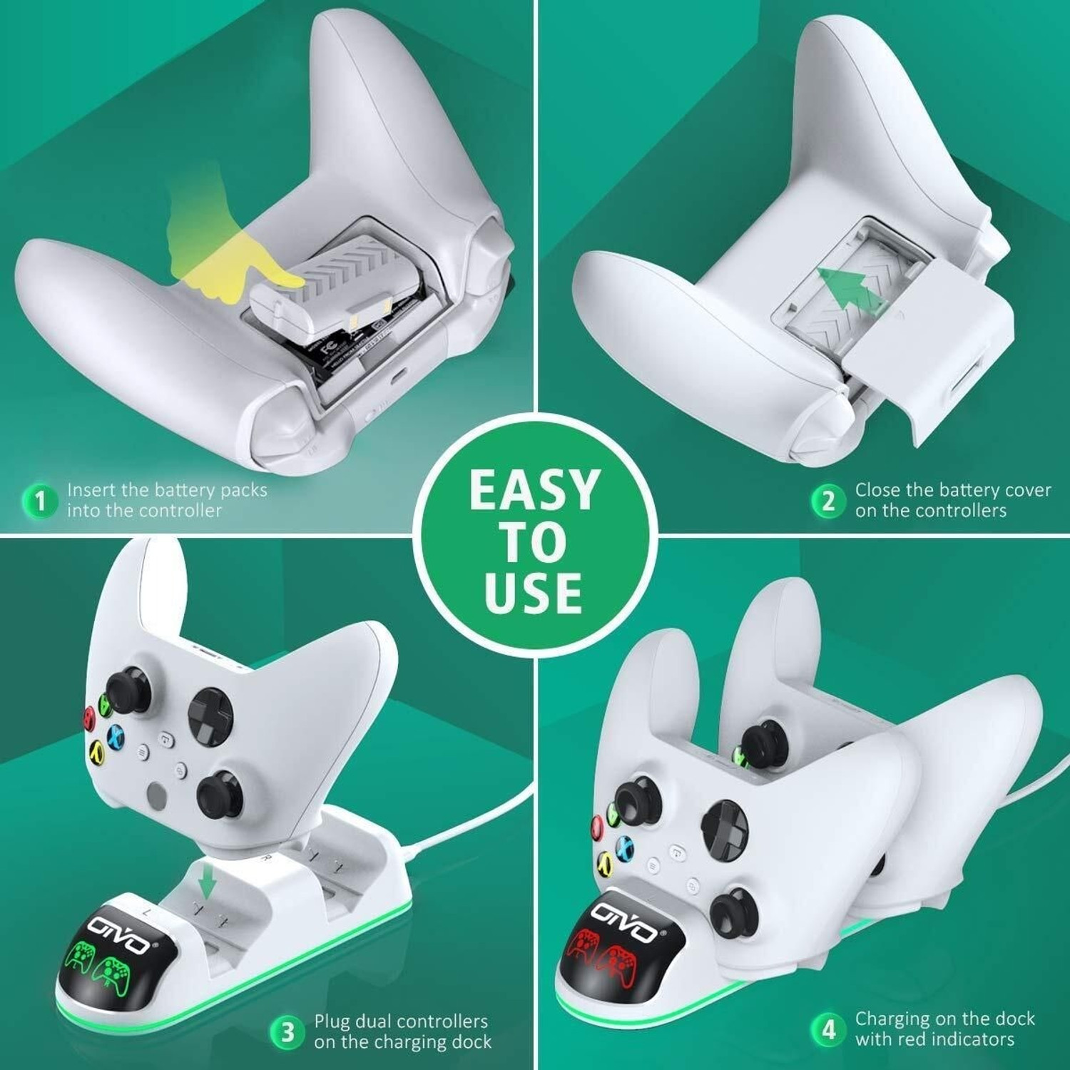 Image of HG WORLD OIVO Dual Charging Dock for Xbox One Series X | S Controller With 2 Battery Pack Gaming Accessory Kit